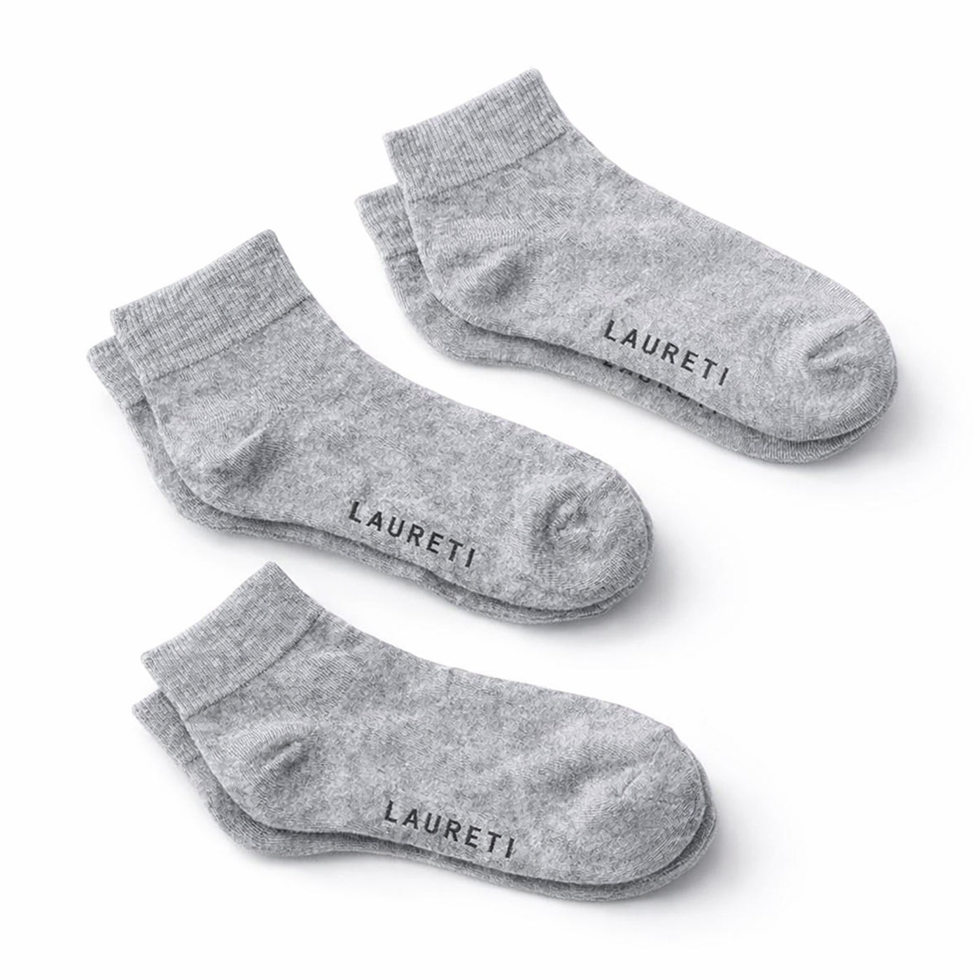 3 PAIRS LAURETI ABOVE ANKLE SOCKS ( UNISEX • FREE SIZE ) ( GRAY )