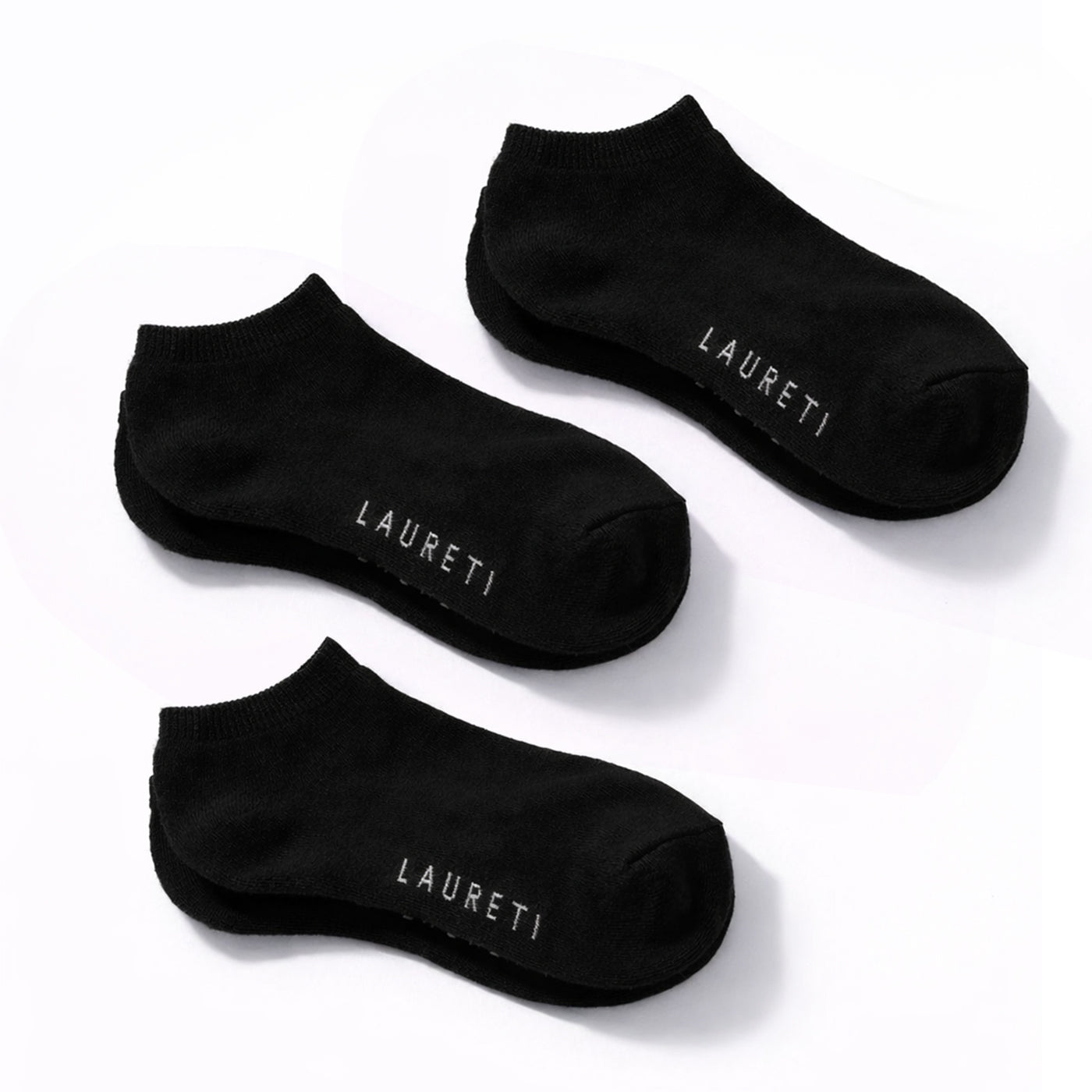 3 PAIRS LAURETI ANKLE SOCKS ( UNISEX • FREE SIZE ) ( BLACK )