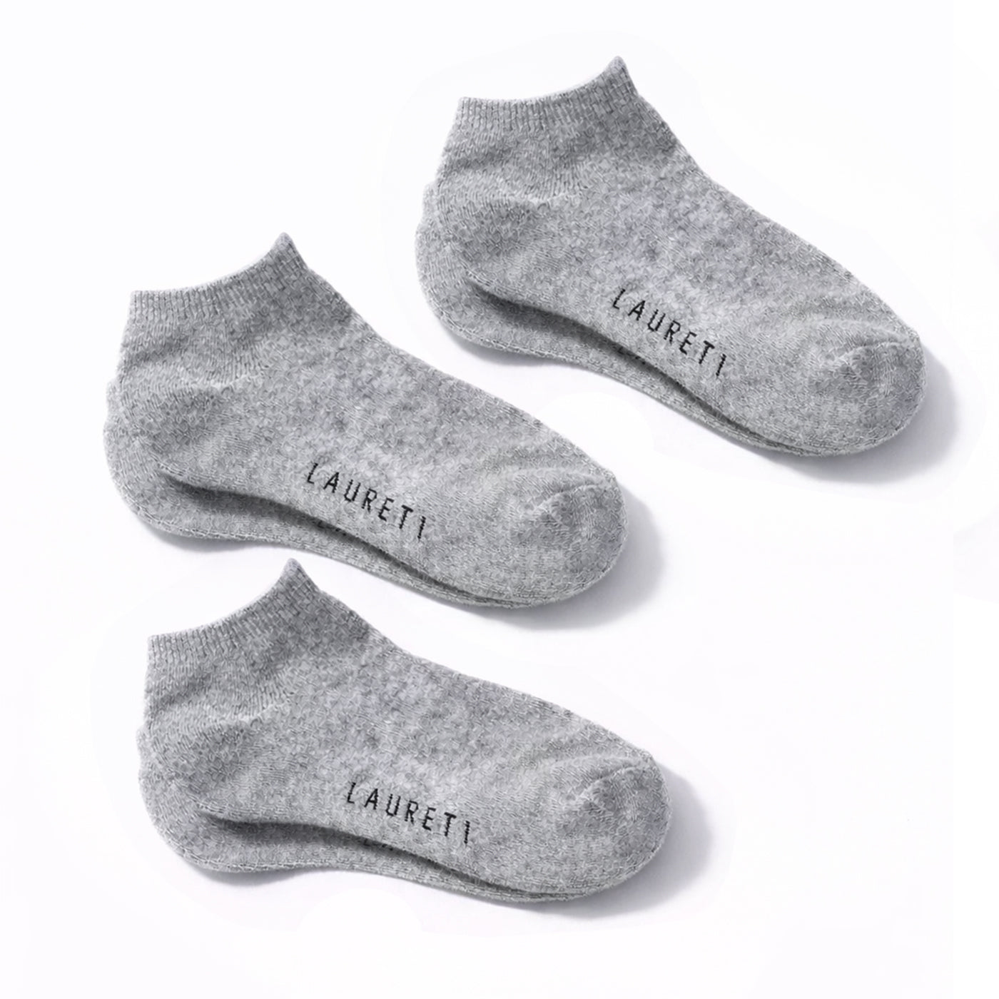 3 PAIRS LAURETI ANKLE SOCKS ( UNISEX • FREE SIZE ) ( GRAY )