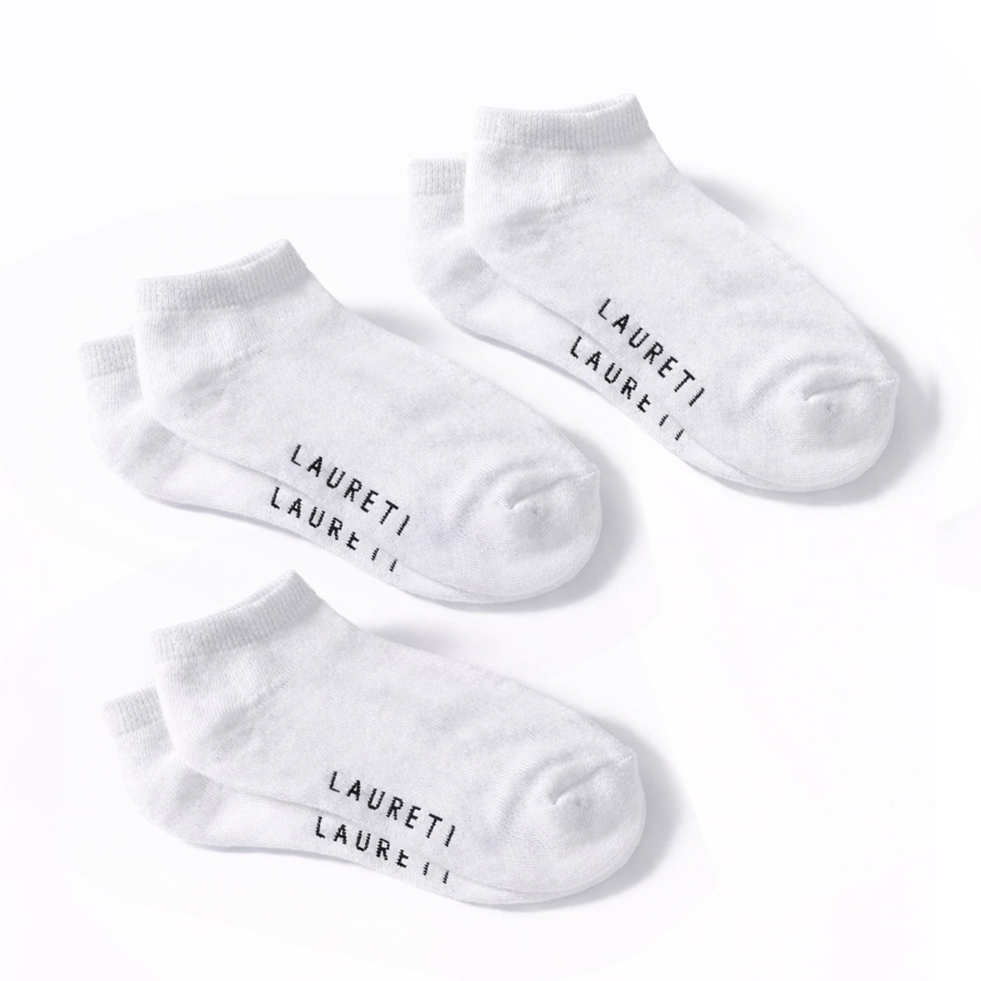 3 PAIRS LAURETI ANKLE SOCKS ( UNISEX • FREE SIZE ) ( WHITE )