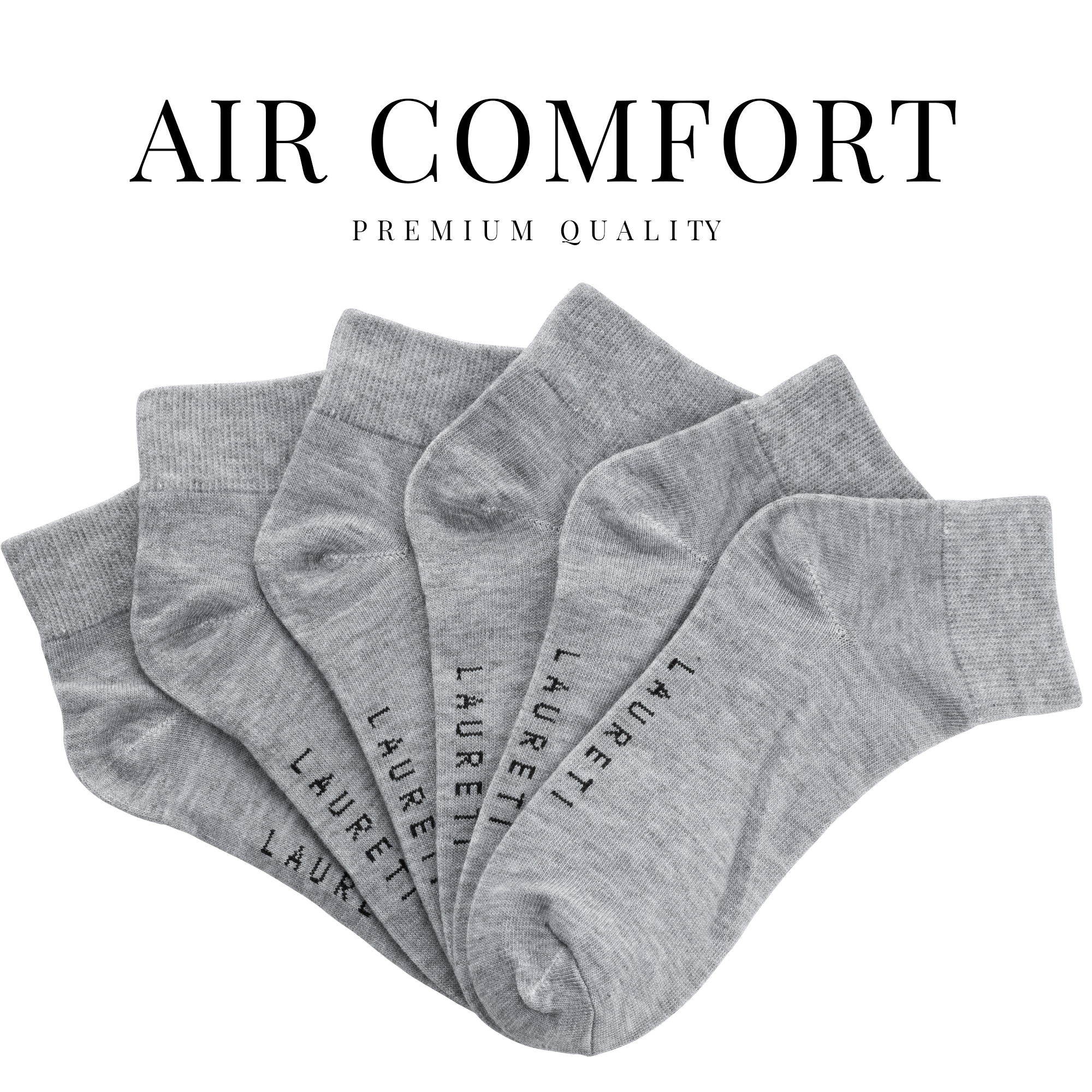3 PAIRS LAURETI ABOVE ANKLE SOCKS ( UNISEX • FREE SIZE ) ( GRAY )