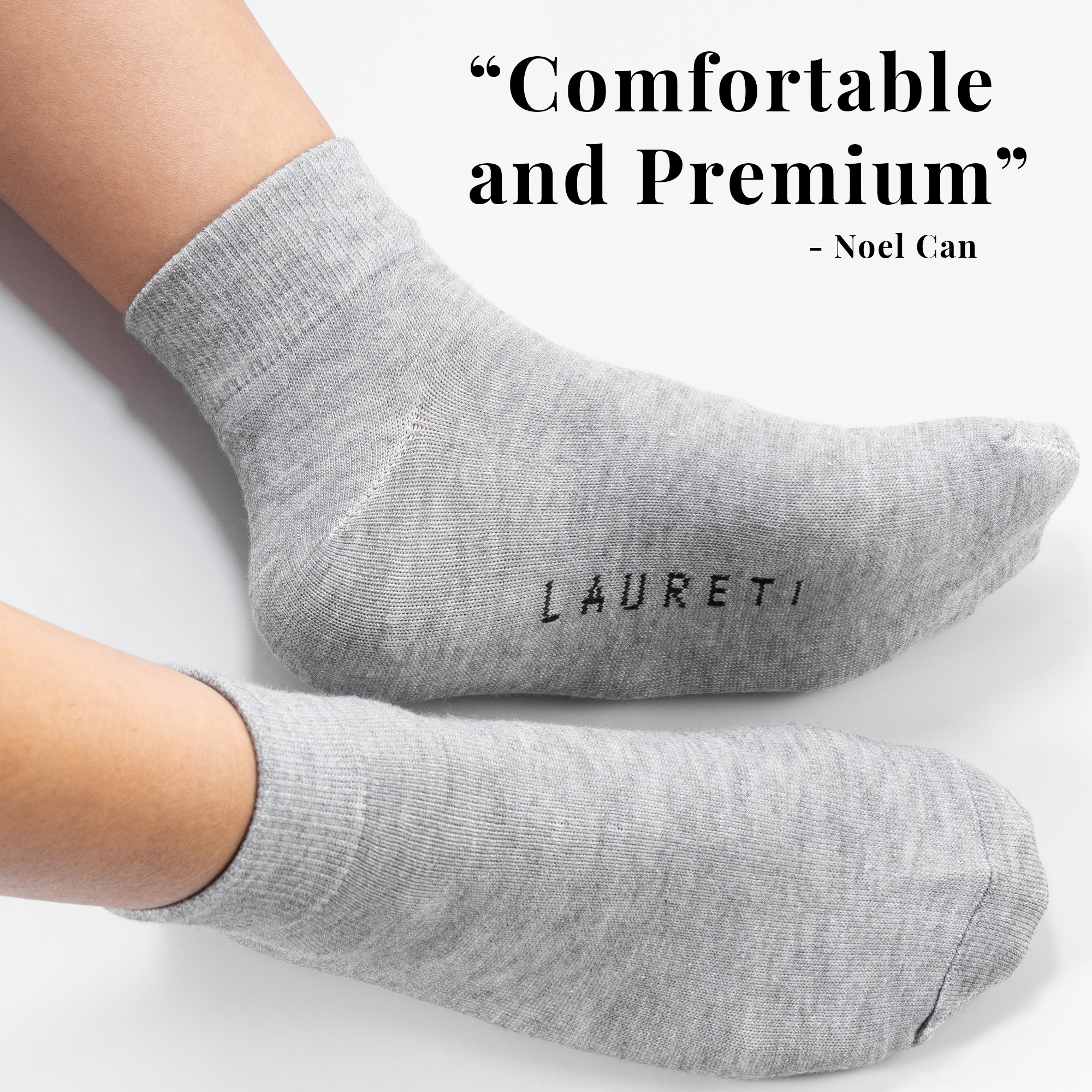 3 PAIRS LAURETI ABOVE ANKLE SOCKS ( UNISEX • FREE SIZE ) ( GRAY )