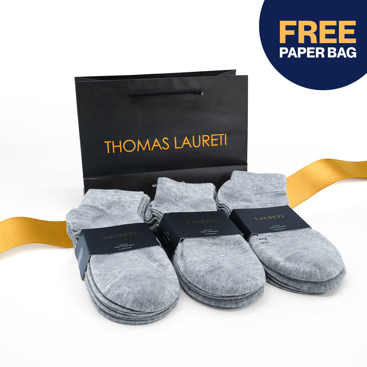 9 PAIRS LAURETI ABOVE ANKLE SOCKS ( UNISEX • FREE SIZE ) ( GRAY )