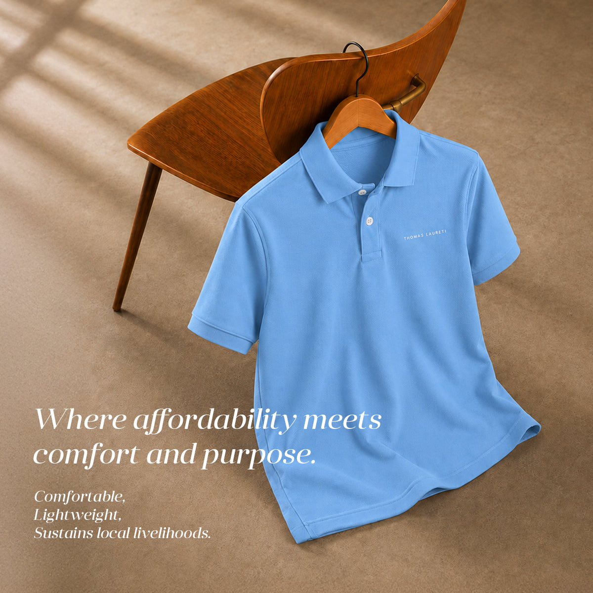 Men's Thomas Laureti Light Blue Polo Shirt