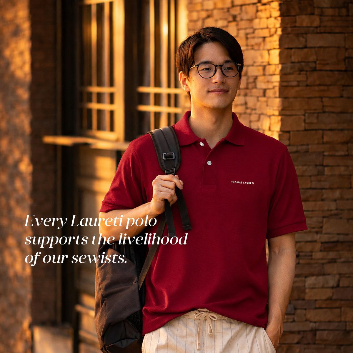 Men's Thomas Laureti Maroon Polo Shirt
