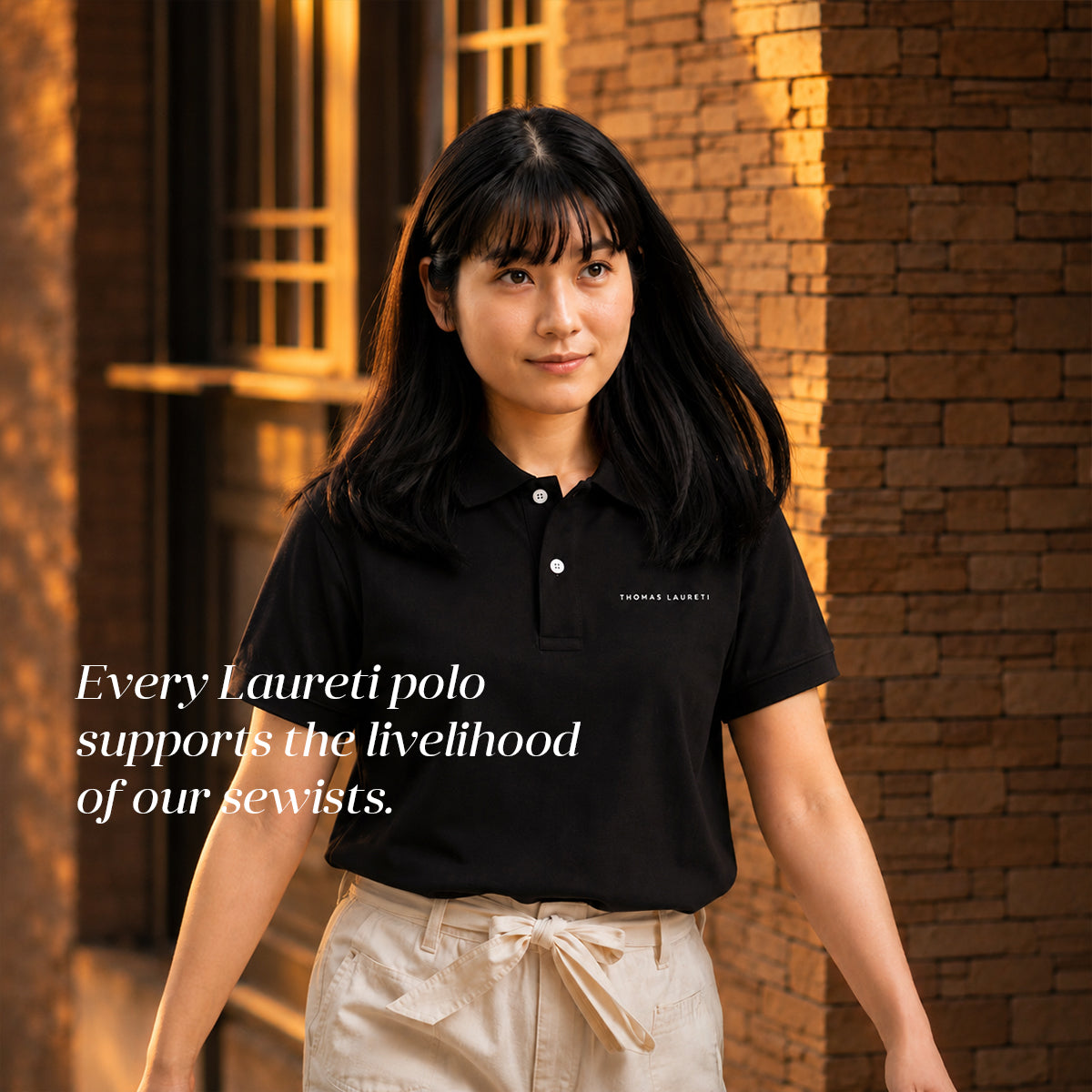 Women's Thomas Laureti Black Polo Shirt