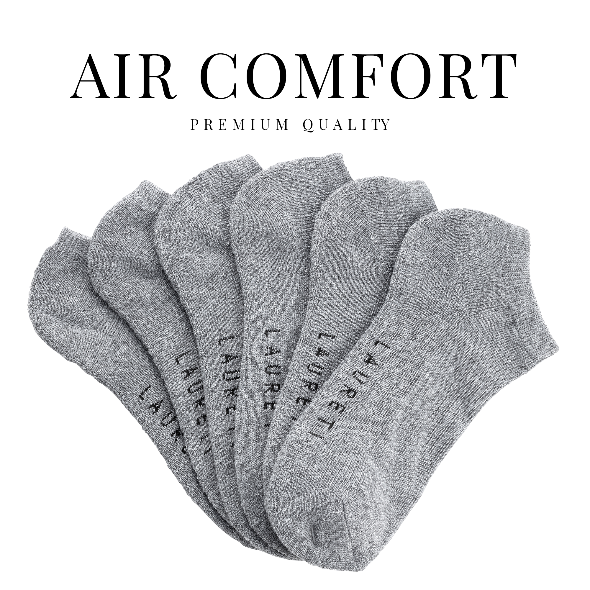 3 PAIRS LAURETI ANKLE SOCKS ( UNISEX • FREE SIZE ) ( GRAY )