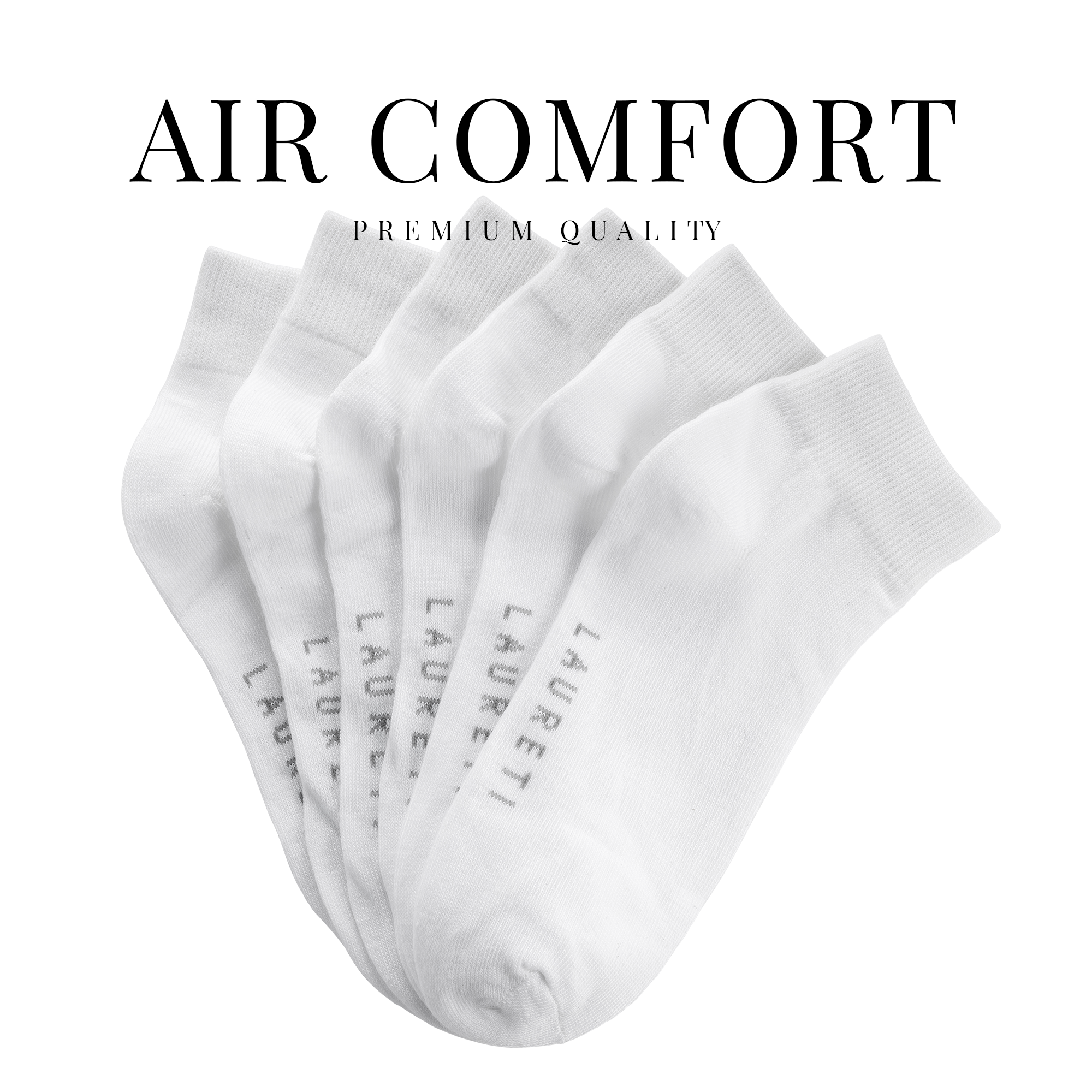3 PAIRS LAURETI ABOVE ANKLE SOCKS ( UNISEX • FREE SIZE ) ( WHITE )