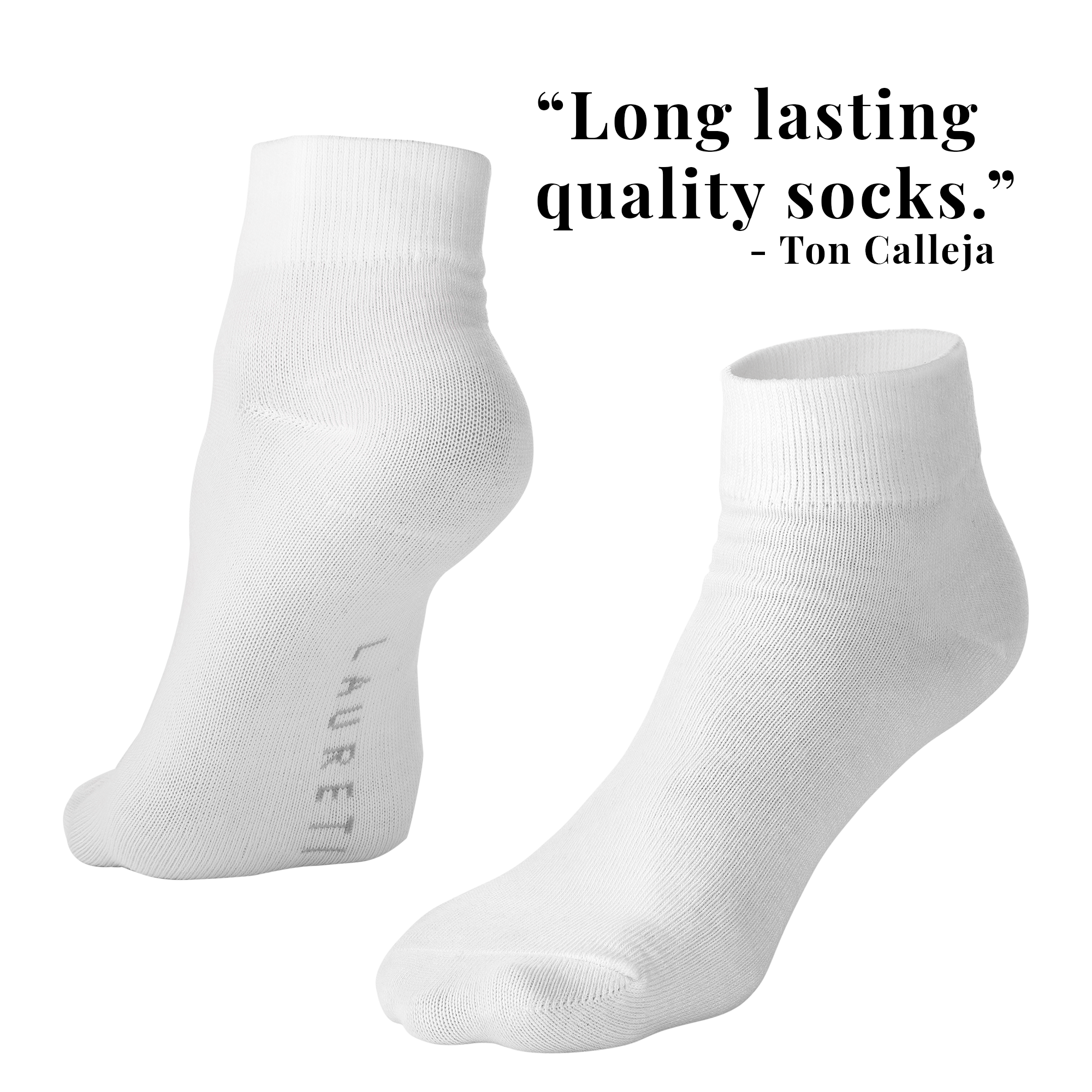 3 PAIRS LAURETI ABOVE ANKLE SOCKS ( UNISEX • FREE SIZE ) ( WHITE )