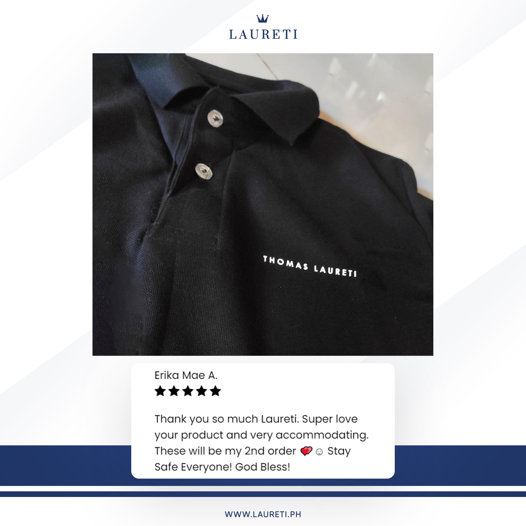 Men's Thomas Laureti Black Polo Shirt