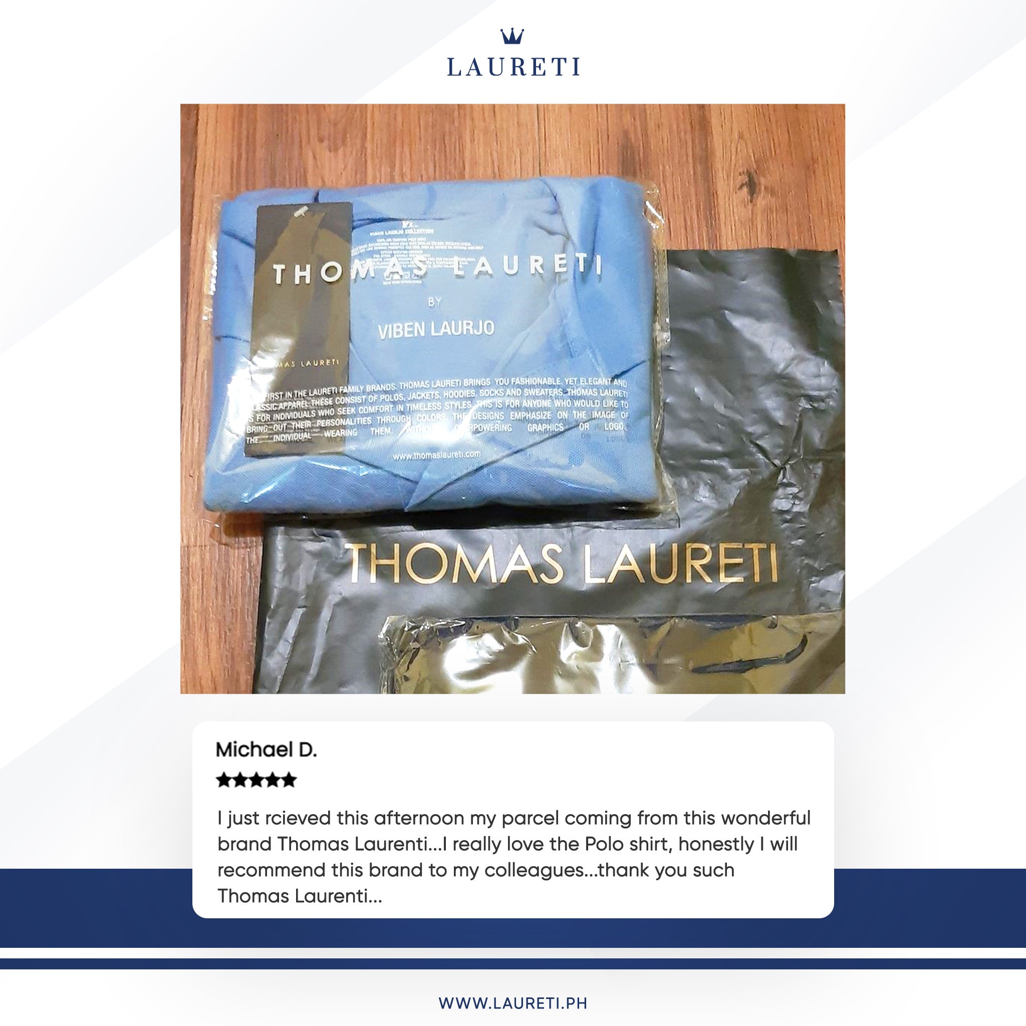 Men's Thomas Laureti Light Blue Polo Shirt