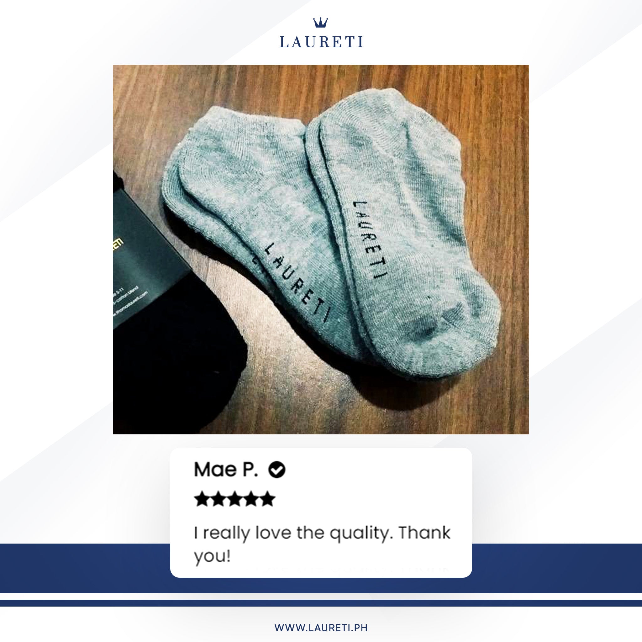 3 PAIRS LAURETI ANKLE SOCKS ( UNISEX • FREE SIZE ) ( GRAY )