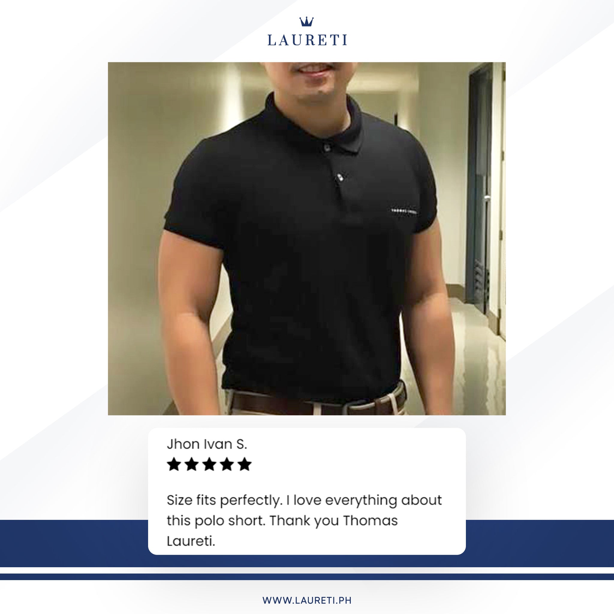 Men's Thomas Laureti Black Polo Shirt