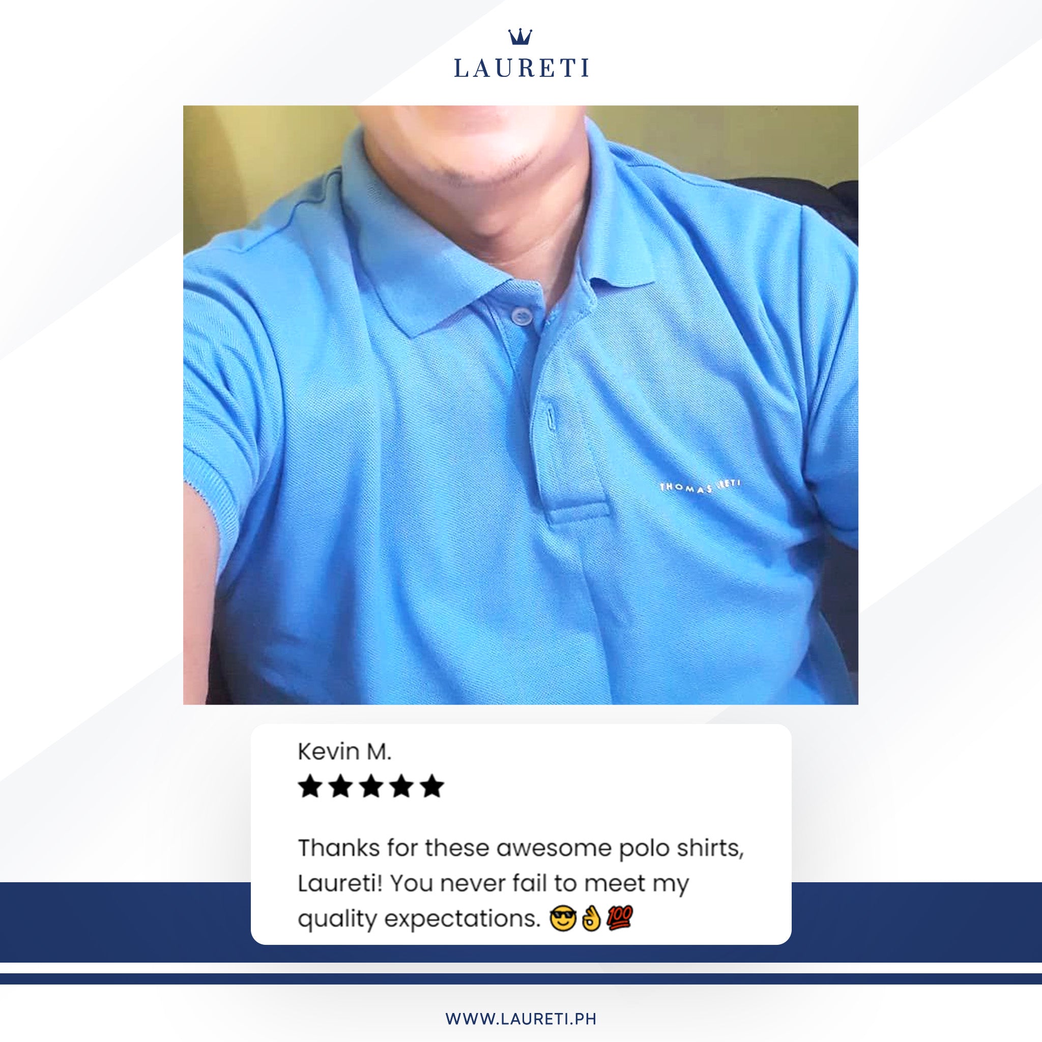 Men's Thomas Laureti Light Blue Polo Shirt