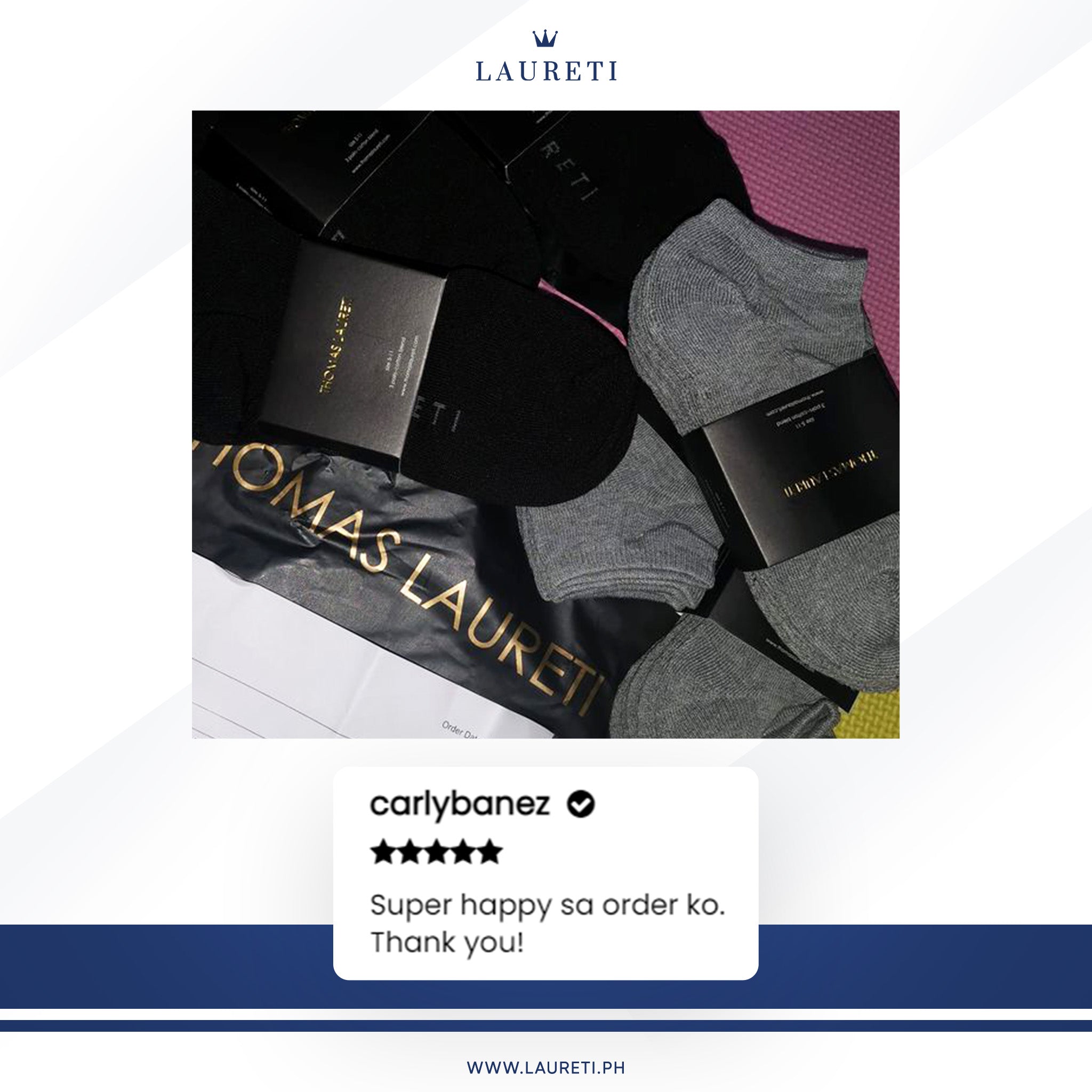 3 PAIRS LAURETI ANKLE SOCKS ( UNISEX • FREE SIZE ) ( GRAY )