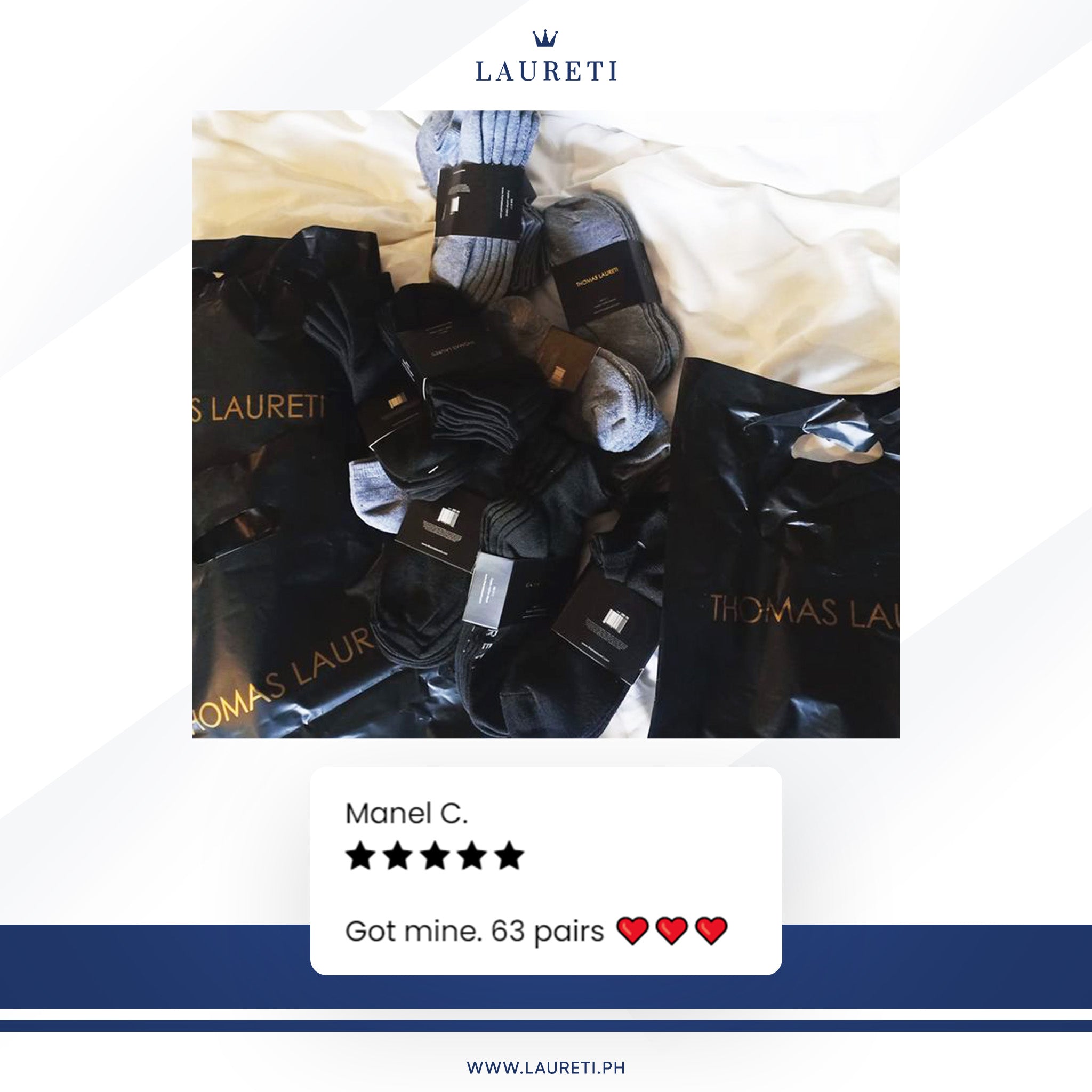 3 PAIRS LAURETI ANKLE SOCKS ( UNISEX • FREE SIZE ) ( GRAY )