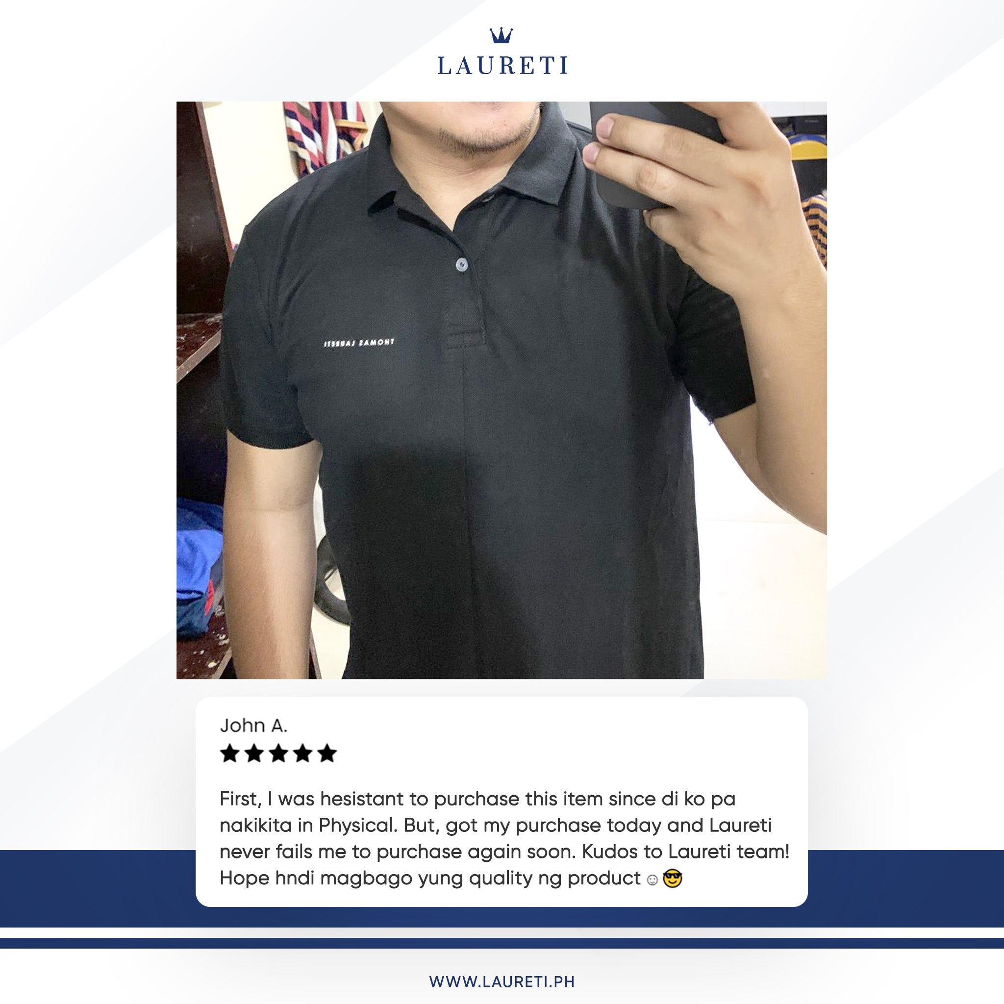 Men's Thomas Laureti Black Polo Shirt