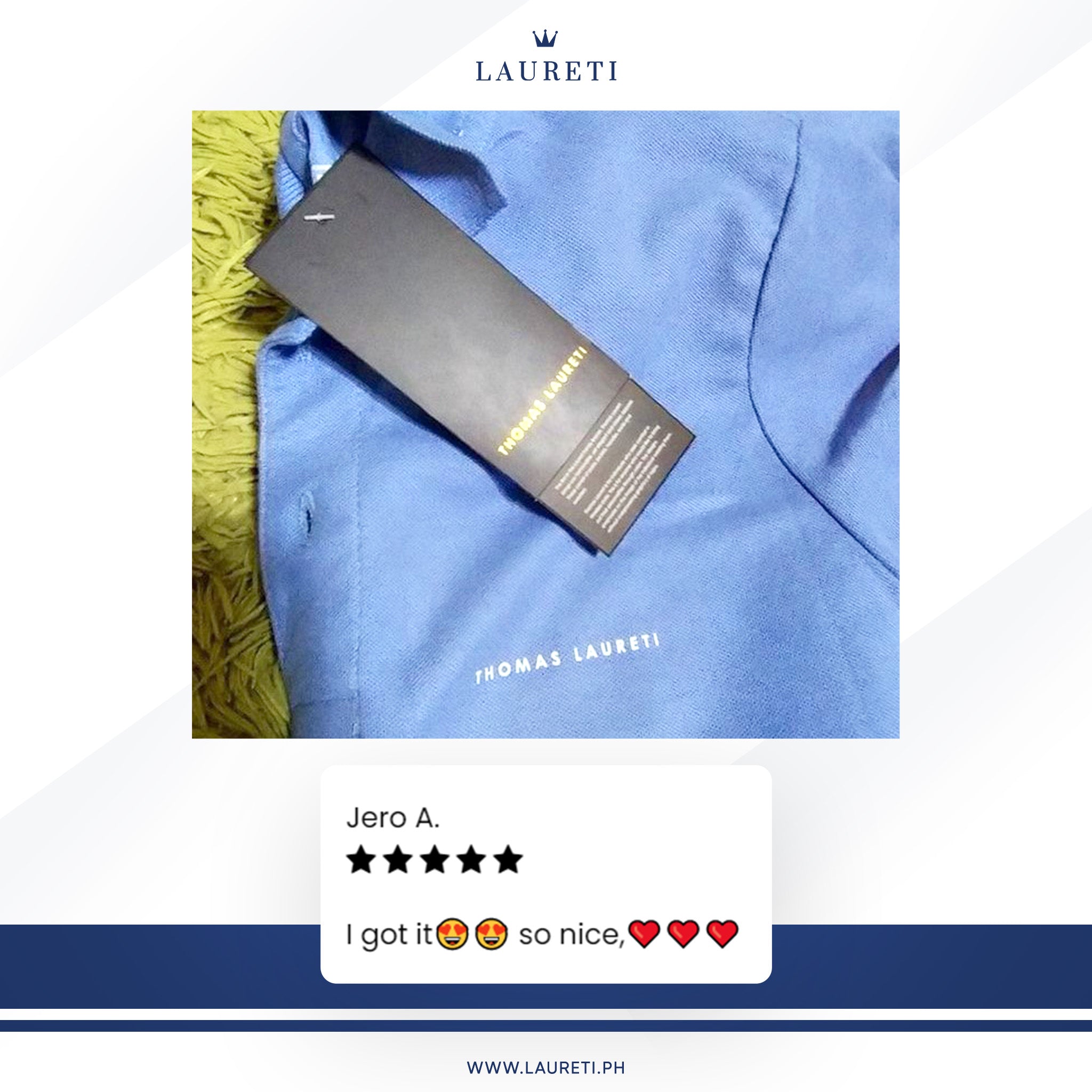 Men's Thomas Laureti Light Blue Polo Shirt