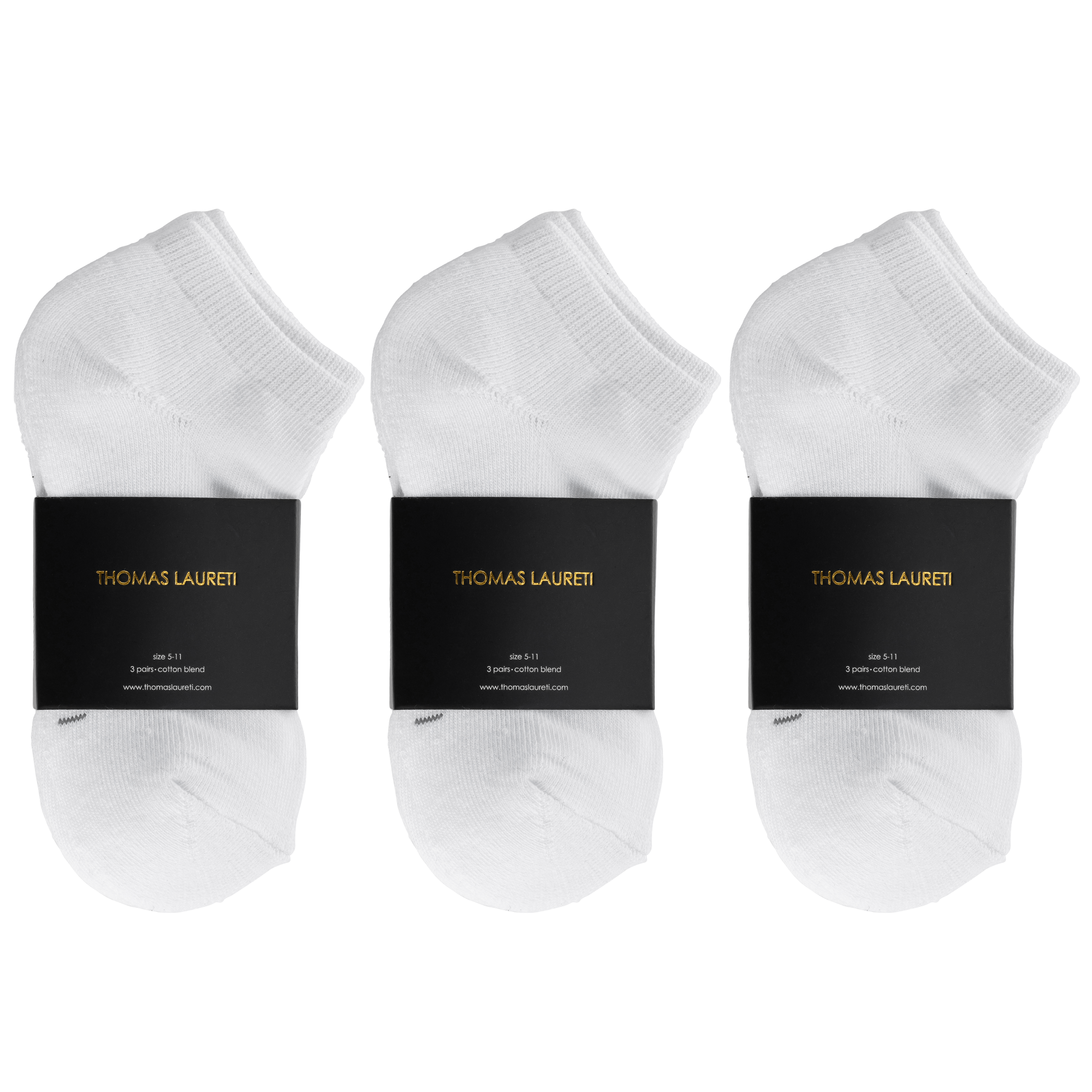 9 PAIRS LAURETI ANKLE SOCKS ( UNISEX • FREE SIZE ) ( WHITE )