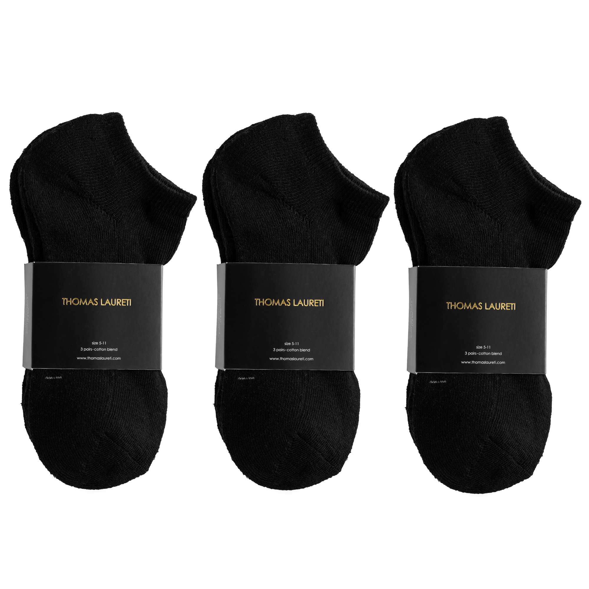 9 PAIRS LAURETI ANKLE SOCKS ( UNISEX • FREE SIZE ) ( BLACK )