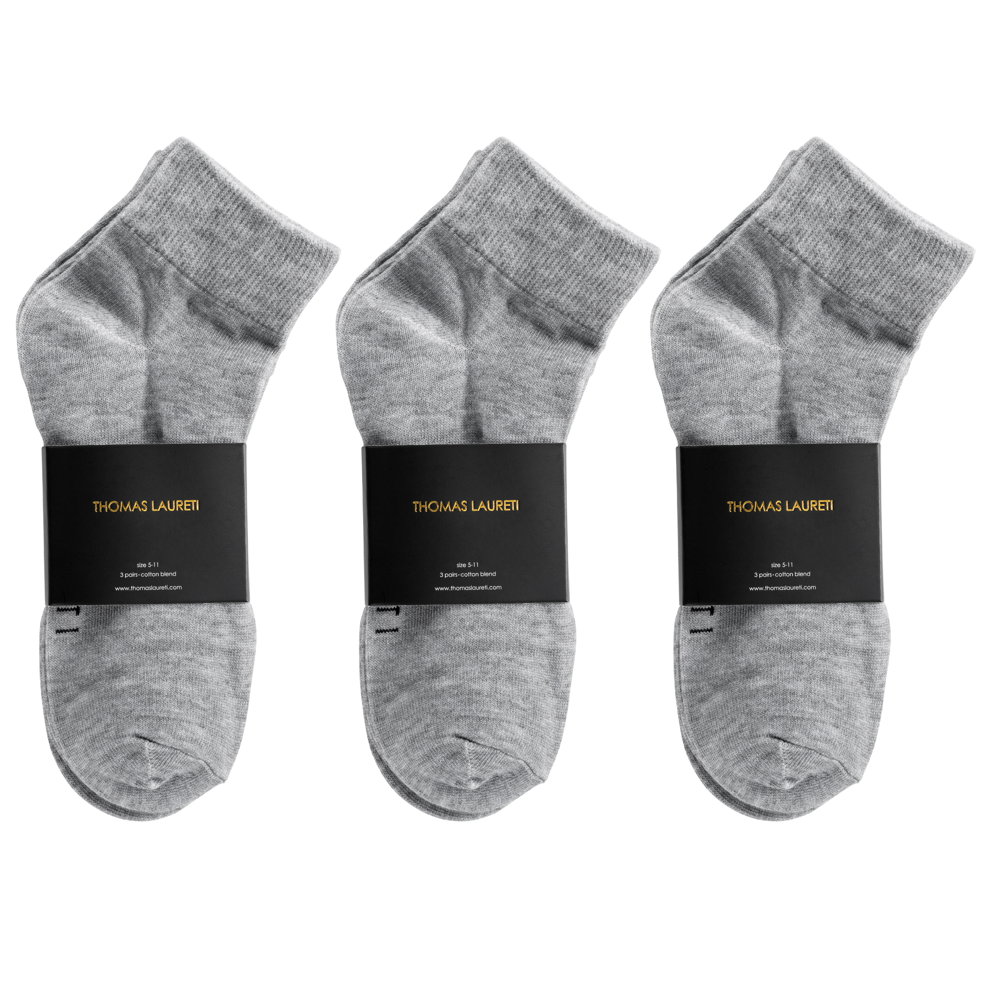 9 PAIRS LAURETI ABOVE ANKLE SOCKS ( UNISEX • FREE SIZE ) ( GRAY )