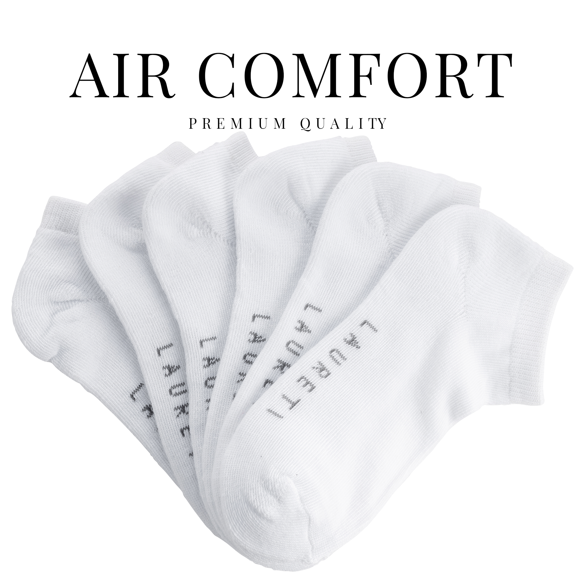 9 PAIRS LAURETI ANKLE SOCKS ( UNISEX • FREE SIZE ) ( WHITE )