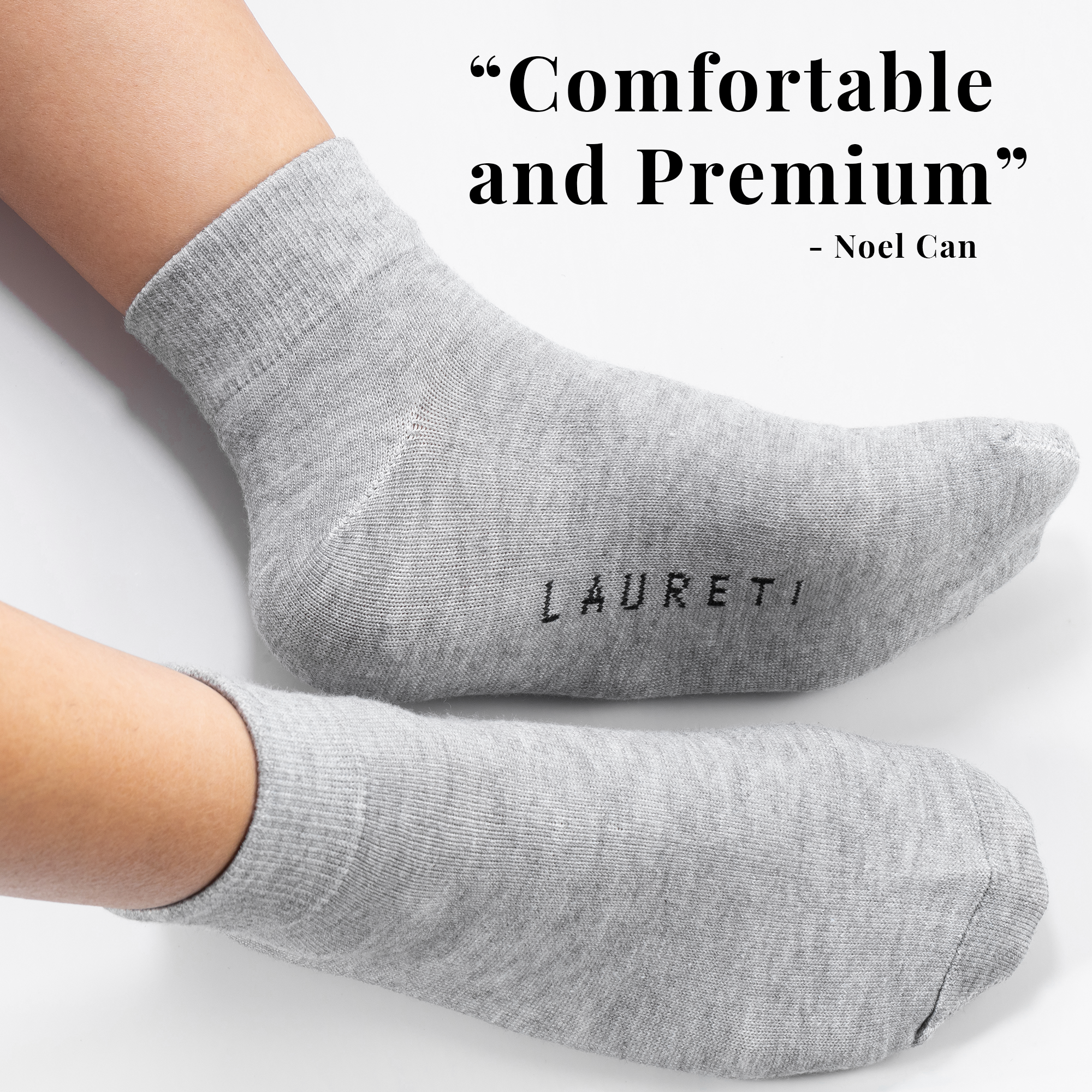 9 PAIRS LAURETI ABOVE ANKLE SOCKS ( UNISEX • FREE SIZE ) ( GRAY )