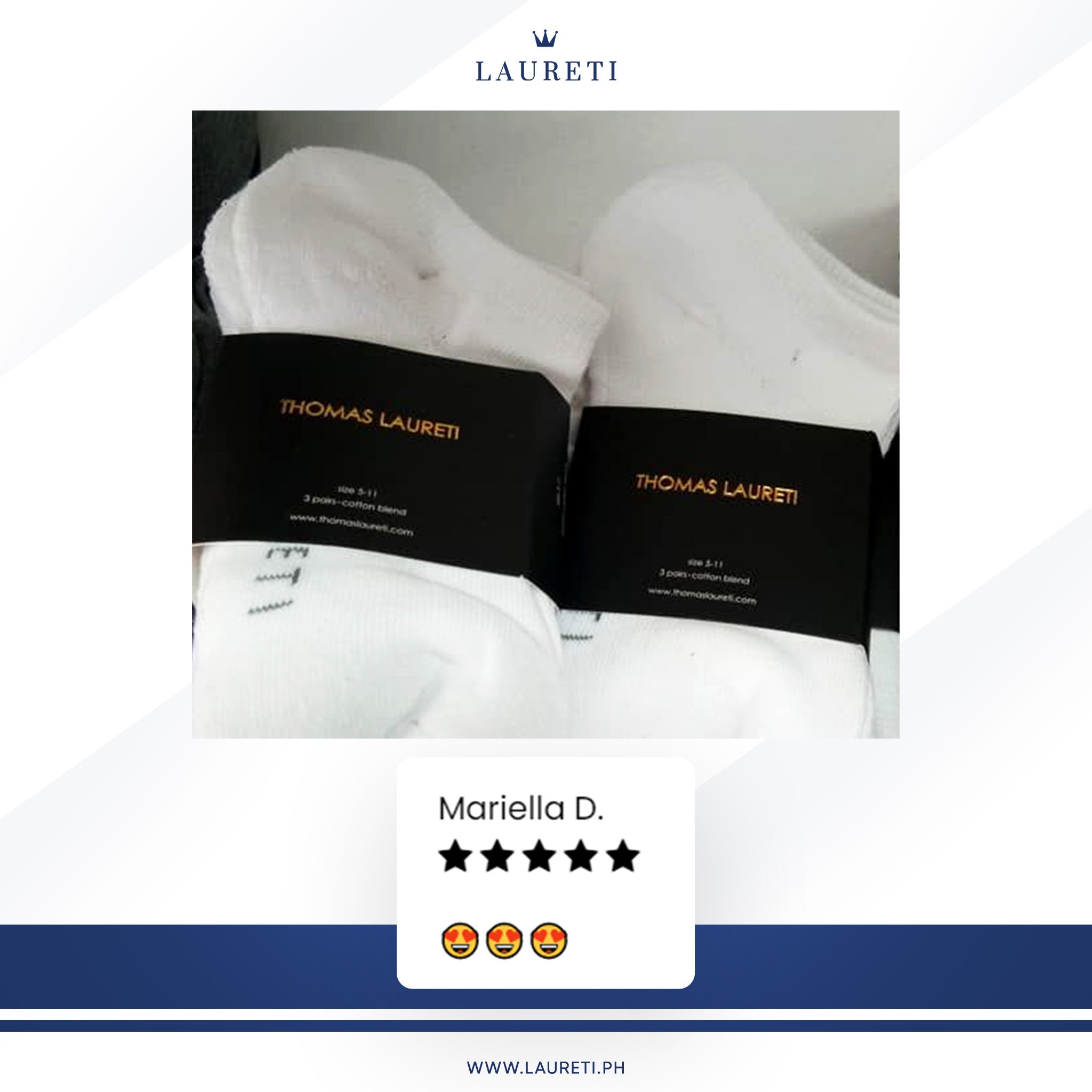 9 PAIRS LAURETI ANKLE SOCKS ( UNISEX • FREE SIZE ) ( WHITE )