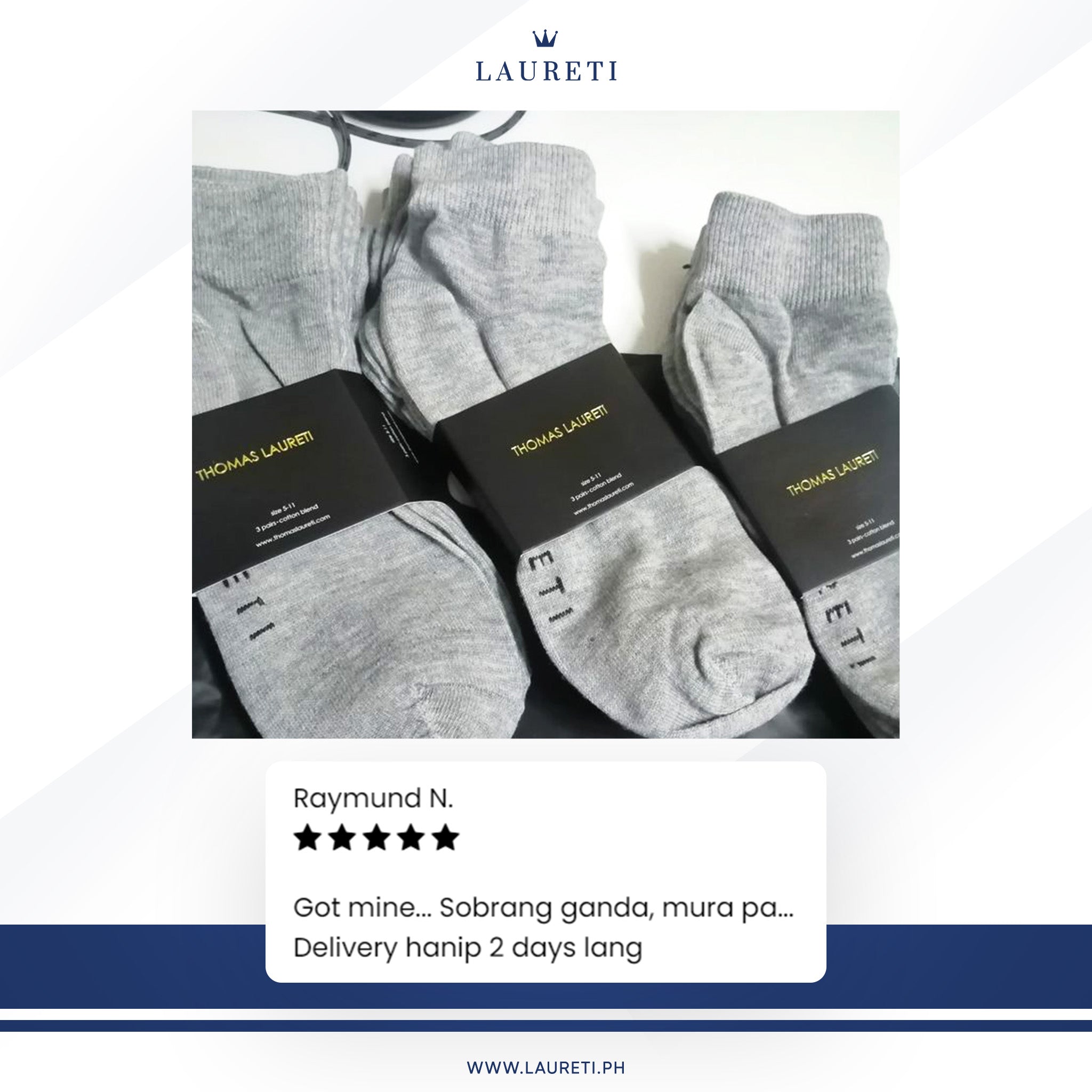 9 PAIRS LAURETI ABOVE ANKLE SOCKS ( UNISEX • FREE SIZE ) ( GRAY )