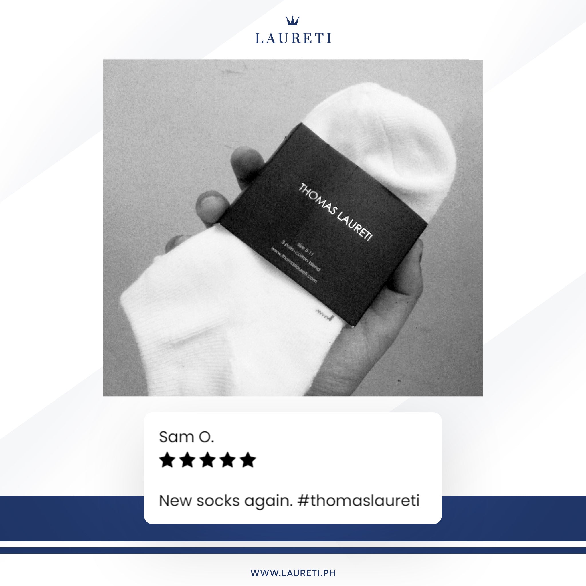 9 PAIRS LAURETI ANKLE SOCKS ( UNISEX • FREE SIZE ) ( WHITE )