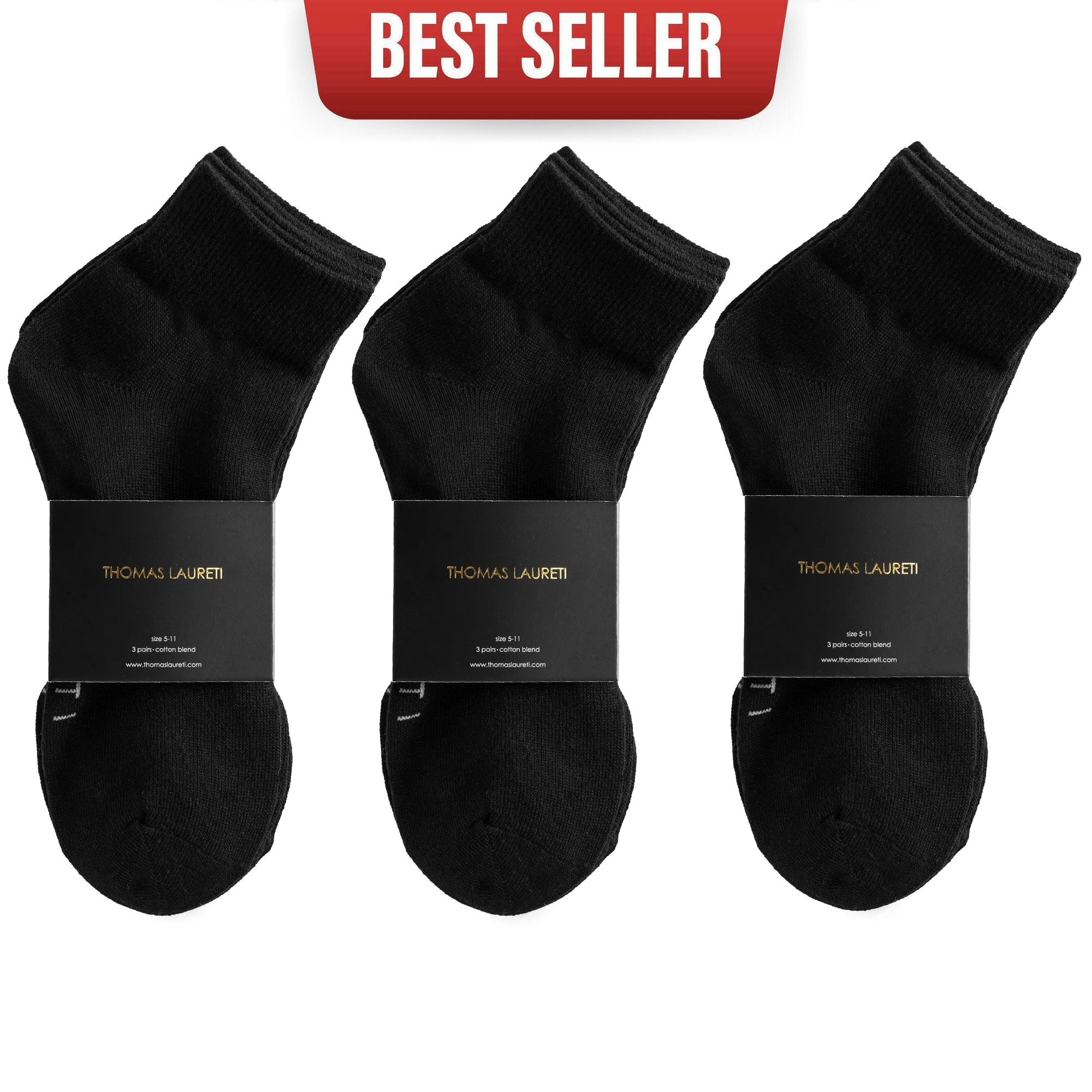 9 PAIRS LAURETI ABOVE ANKLE SOCKS ( UNISEX • FREE SIZE ) ( BLACK )