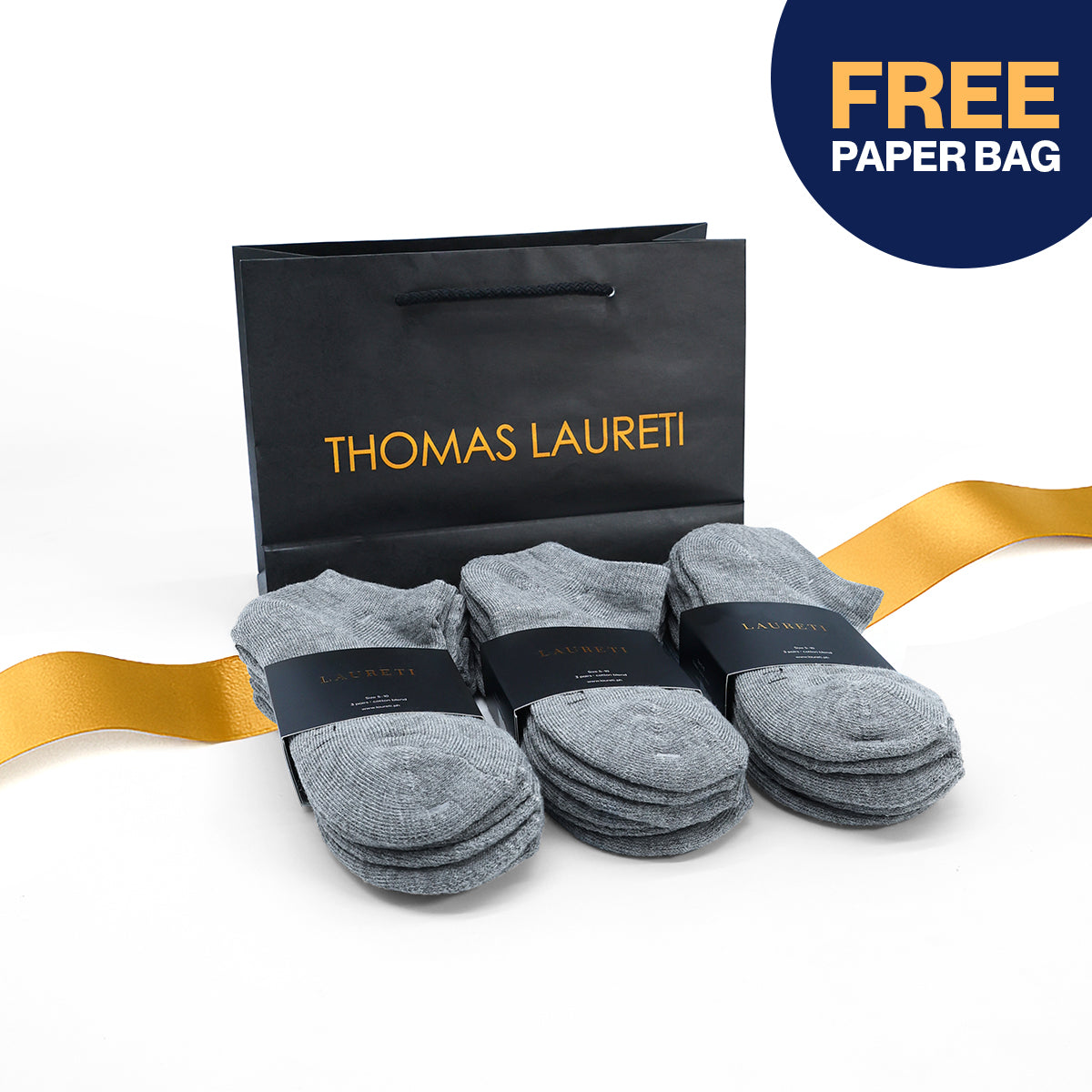 9 PAIRS LAURETI ANKLE SOCKS ( UNISEX • FREE SIZE ) ( GRAY )
