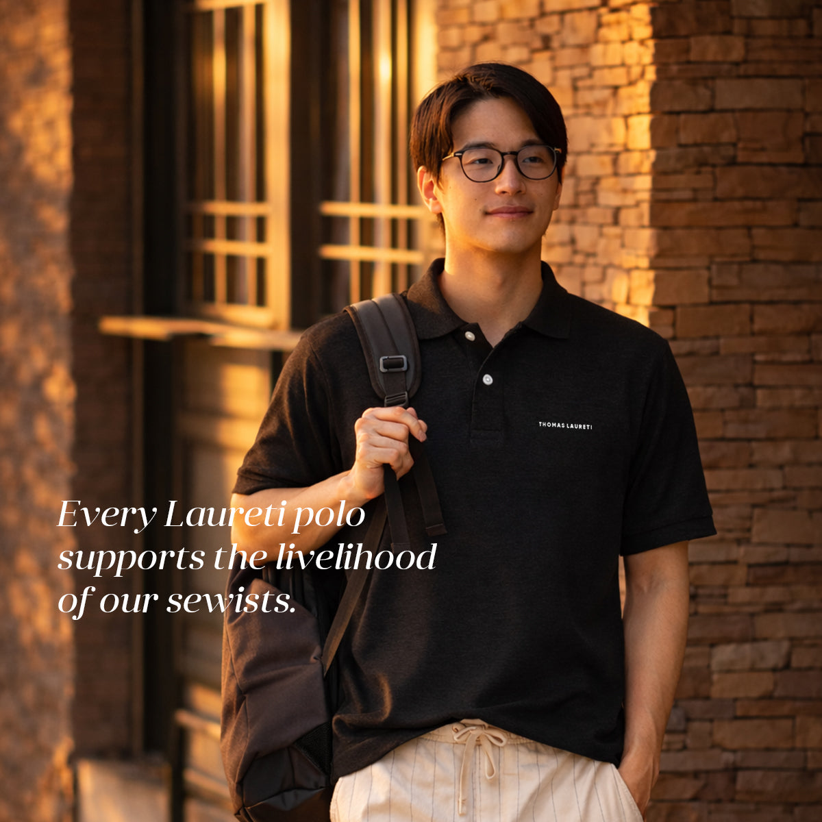 Men's Thomas Laureti Black Polo Shirt