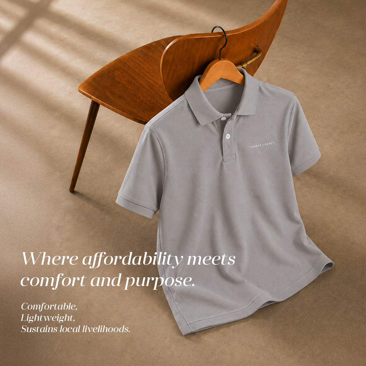 Men's Thomas Laureti Gray Polo Shirt