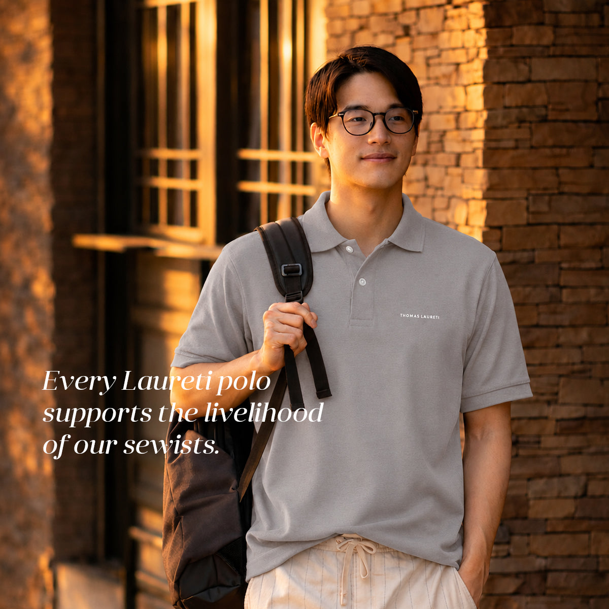 Men's Thomas Laureti Gray Polo Shirt