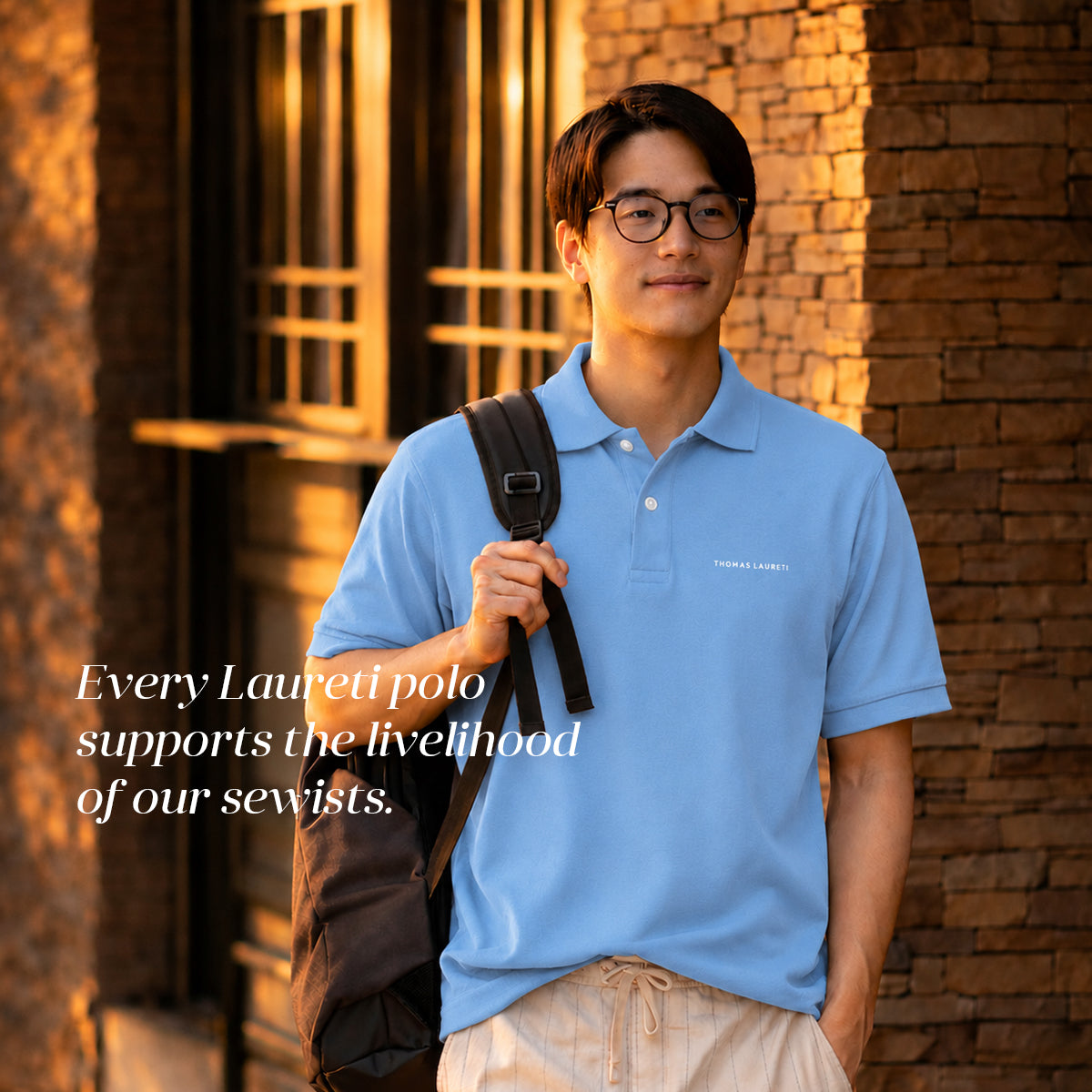 Men's Thomas Laureti Light Blue Polo Shirt