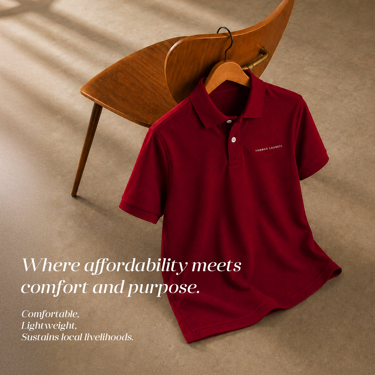 Men's Thomas Laureti Maroon Polo Shirt