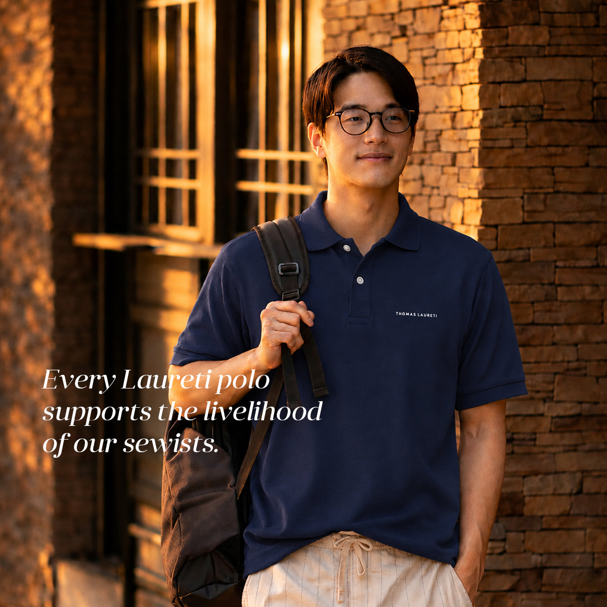 Men's Thomas Laureti Navy Blue Polo Shirt