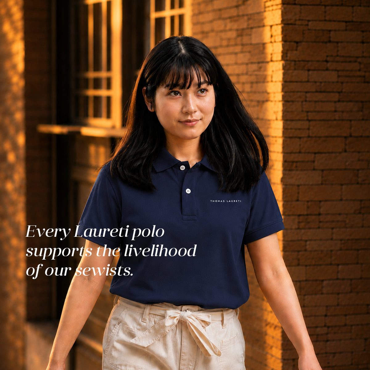 Women's Thomas Laureti Navy Blue Polo Shirt