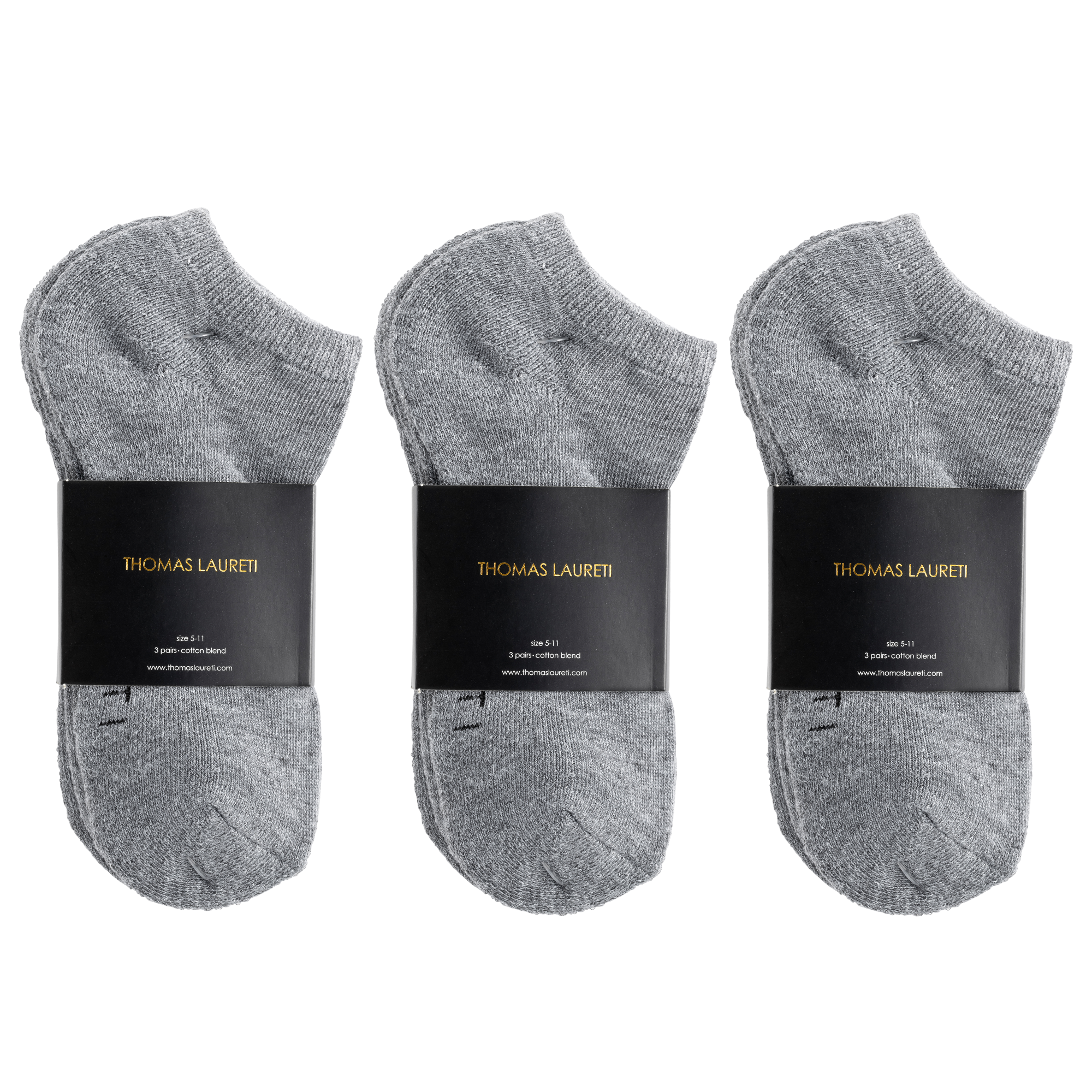 9 PAIRS LAURETI ANKLE SOCKS ( UNISEX • FREE SIZE ) ( GRAY )