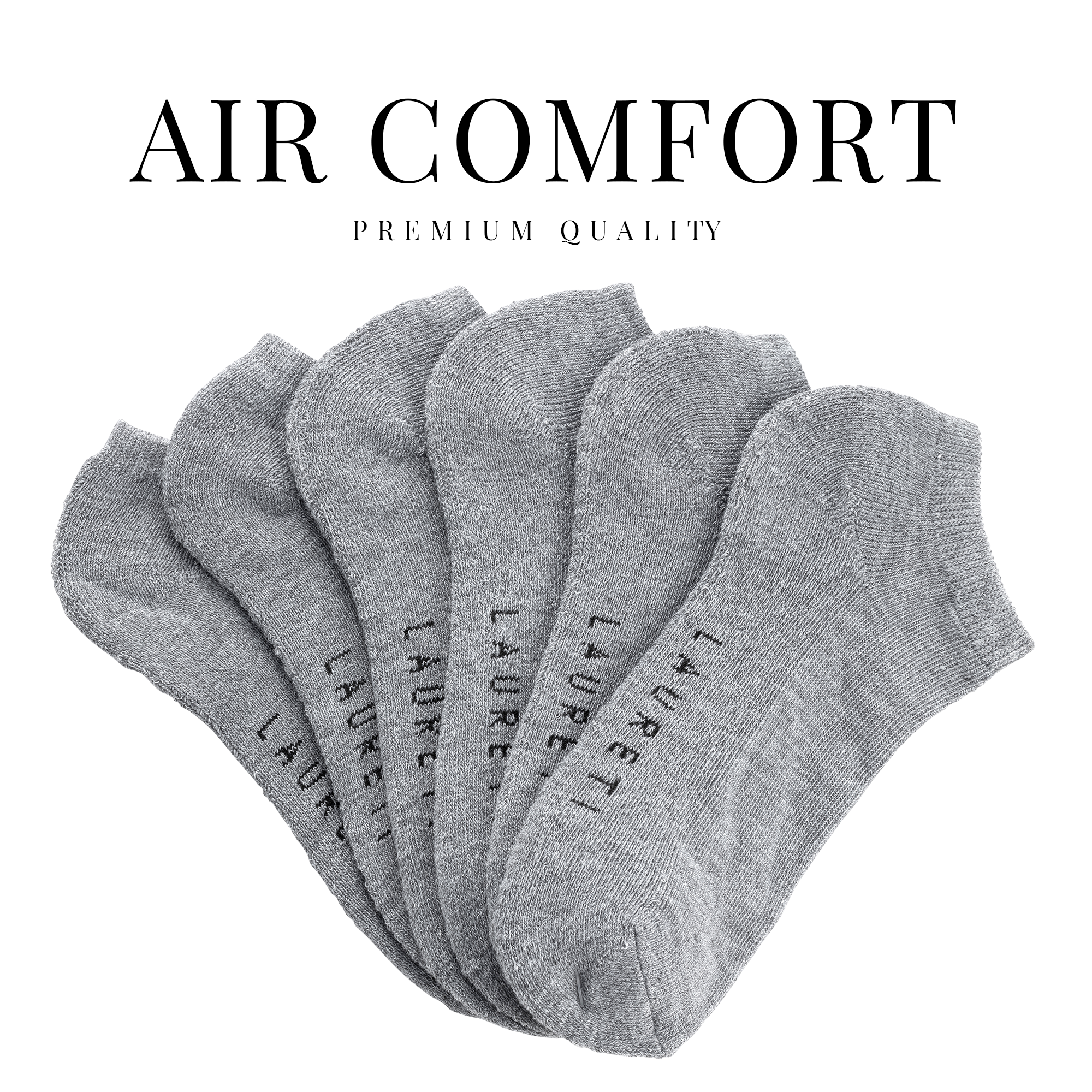 9 PAIRS LAURETI ANKLE SOCKS ( UNISEX • FREE SIZE ) ( GRAY )