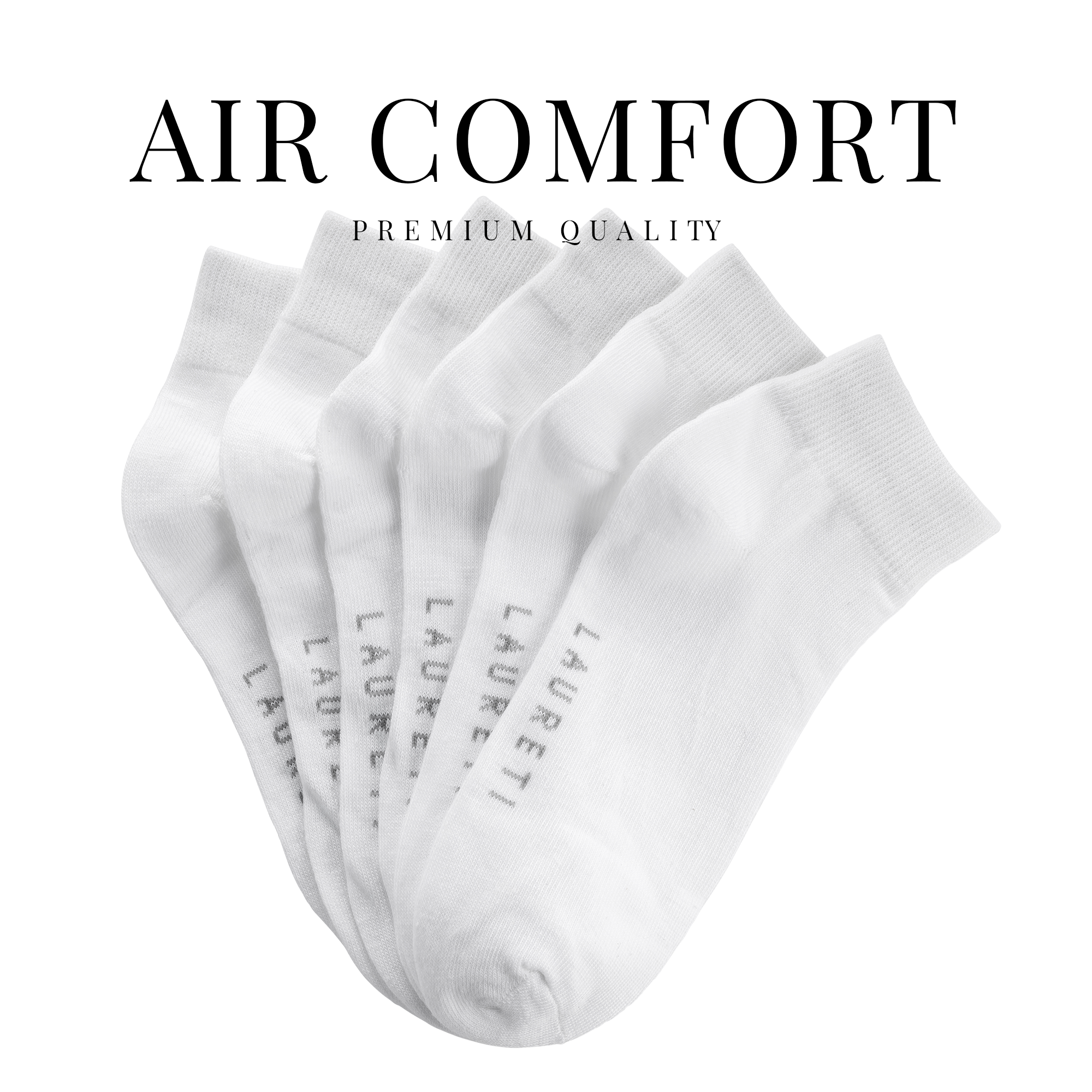 9 PAIRS LAURETI ABOVE ANKLE SOCKS ( UNISEX • FREE SIZE ) ( WHITE )