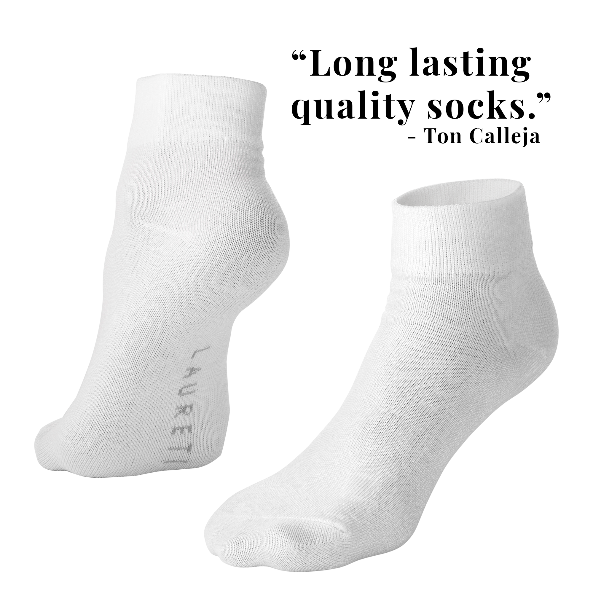 9 PAIRS LAURETI ABOVE ANKLE SOCKS ( UNISEX • FREE SIZE ) ( WHITE )