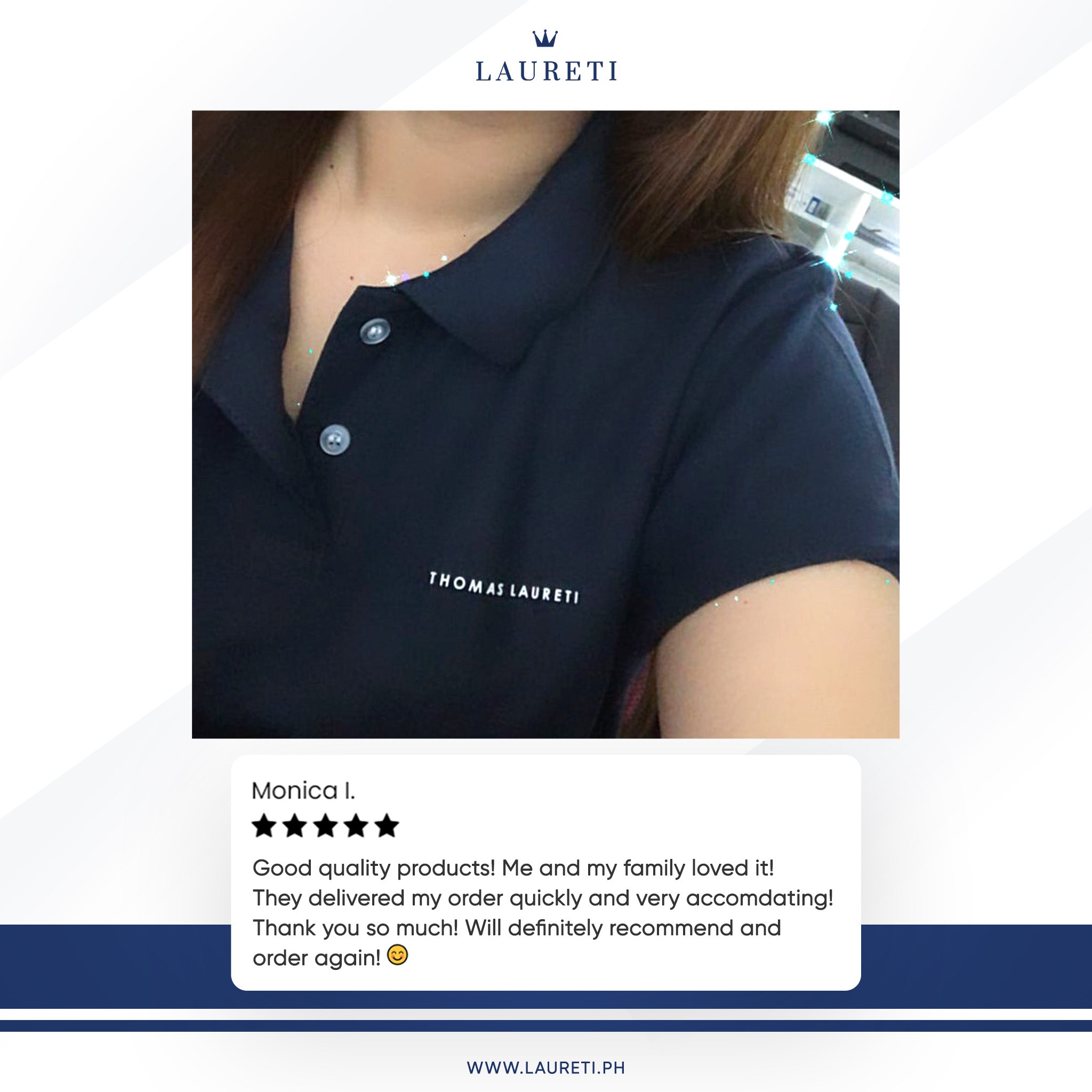 Women's Thomas Laureti Navy Blue Polo Shirt