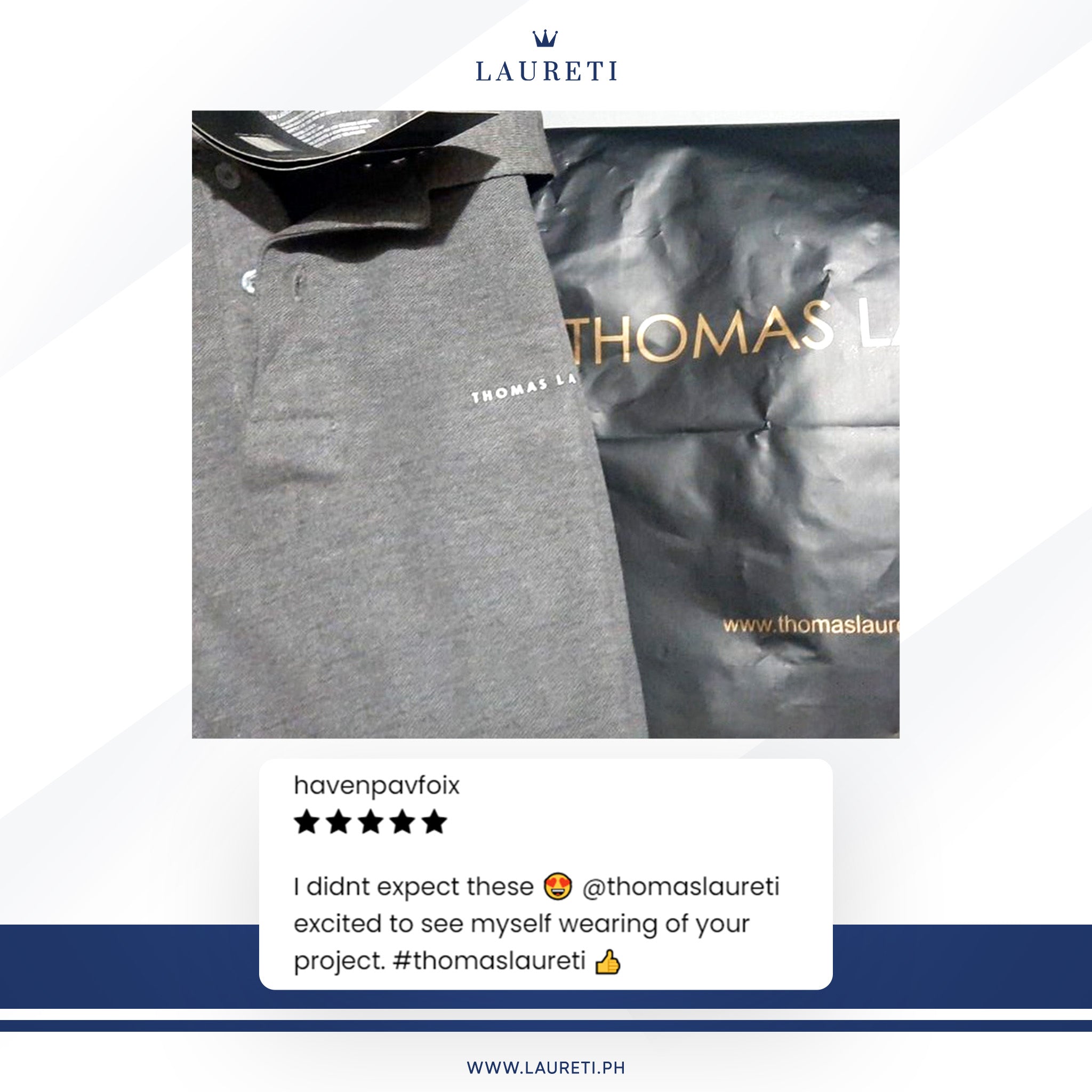 Men's Thomas Laureti Gray Polo Shirt