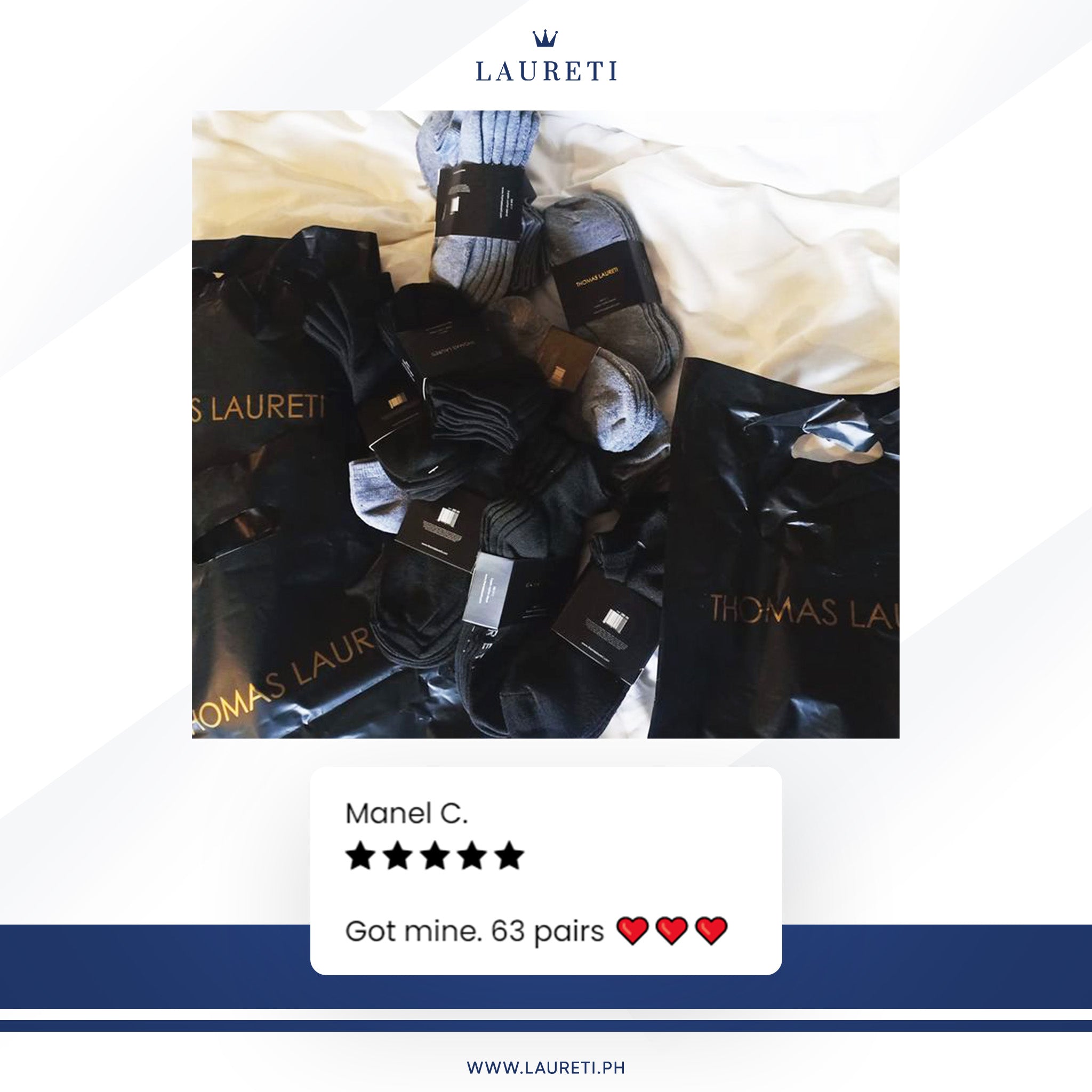 9 PAIRS LAURETI ANKLE SOCKS ( UNISEX • FREE SIZE ) ( ASSORTED )