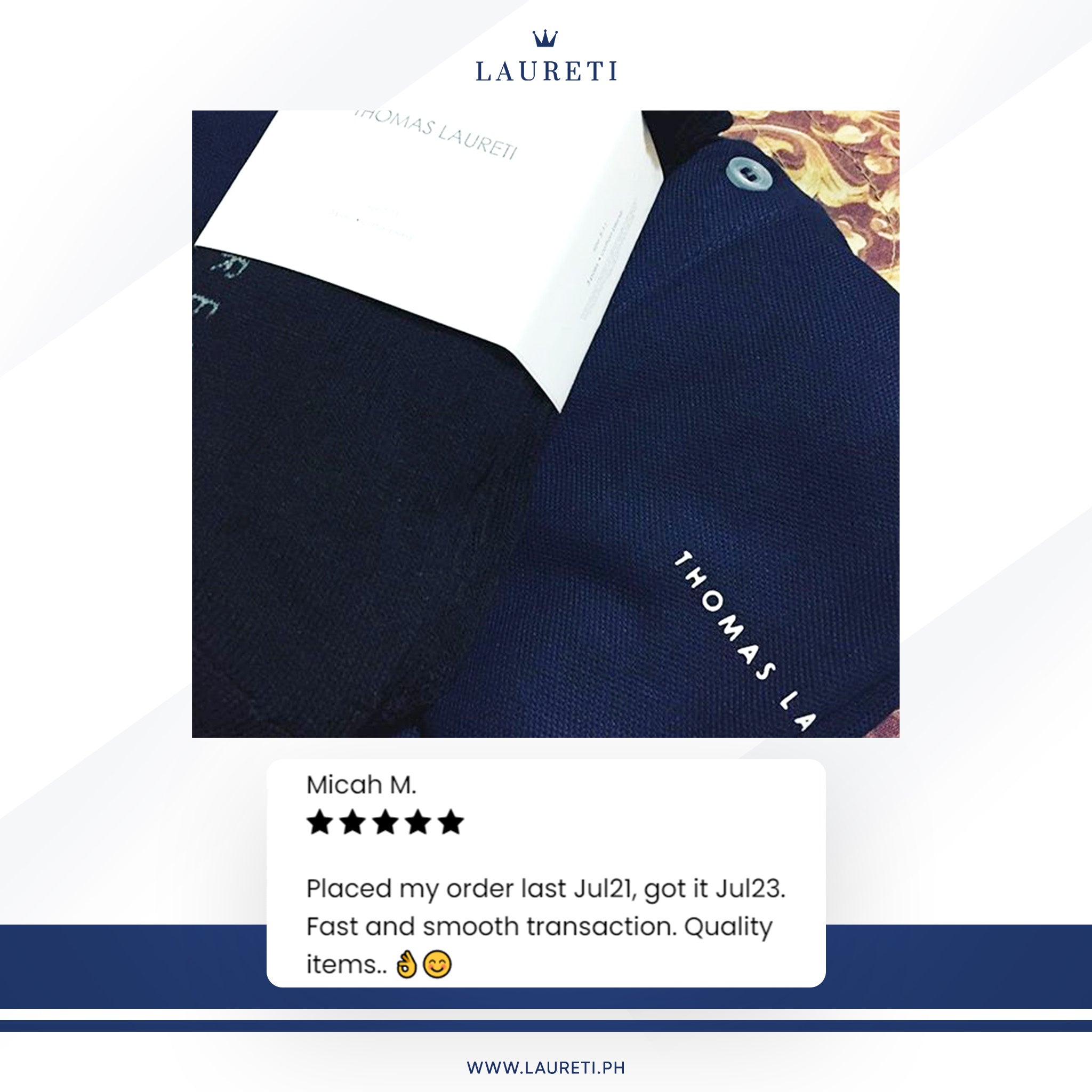 Men's Thomas Laureti Navy Blue Polo Shirt