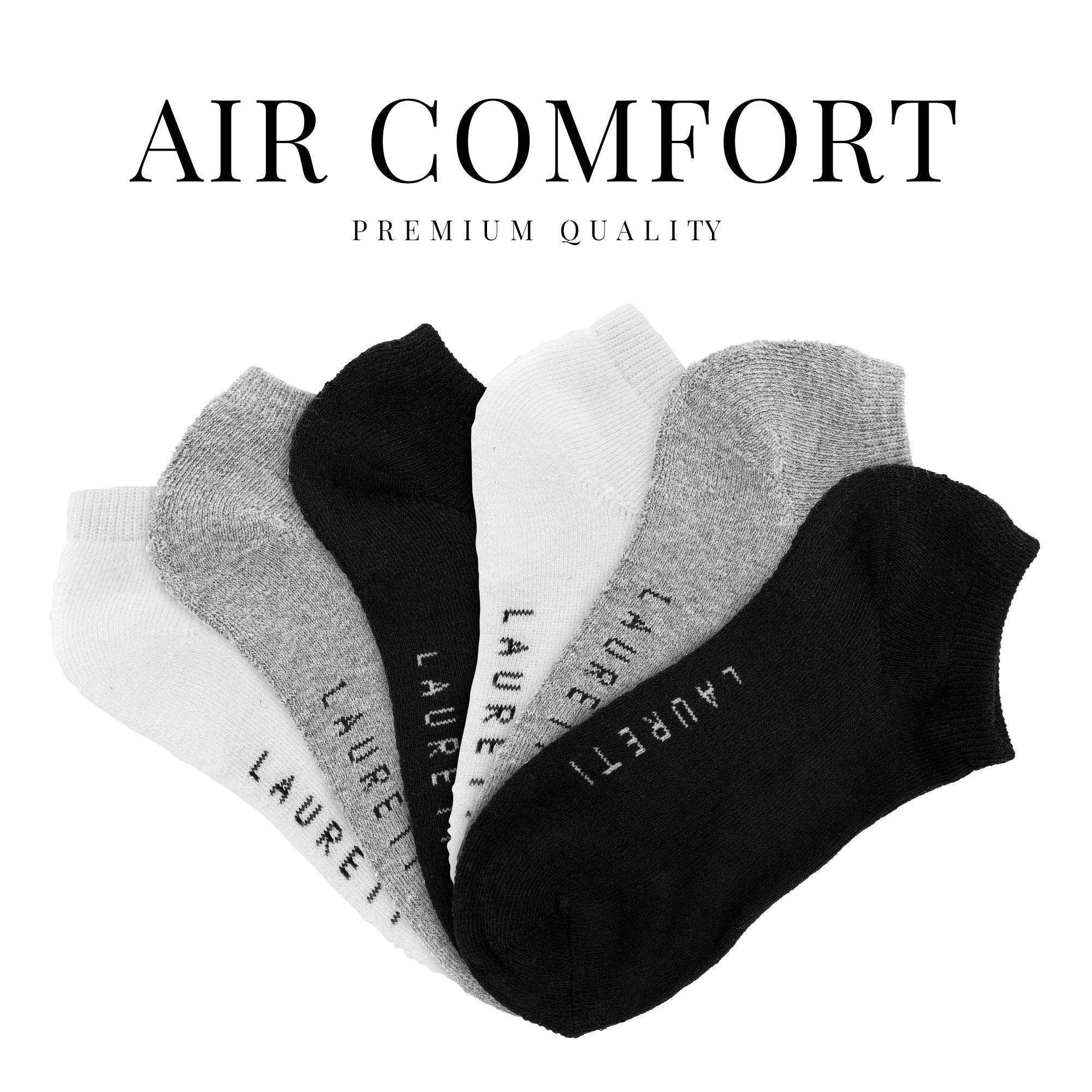 9 PAIRS LAURETI ANKLE SOCKS ( UNISEX • FREE SIZE ) ( ASSORTED )